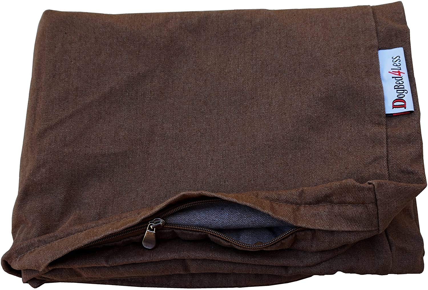 Heavy Duty Chocolate Brown Denim Jean Dog Pet Bed External Cover - Replacement Cover only - 6 Sizes : Small Medium, Large, XL, X