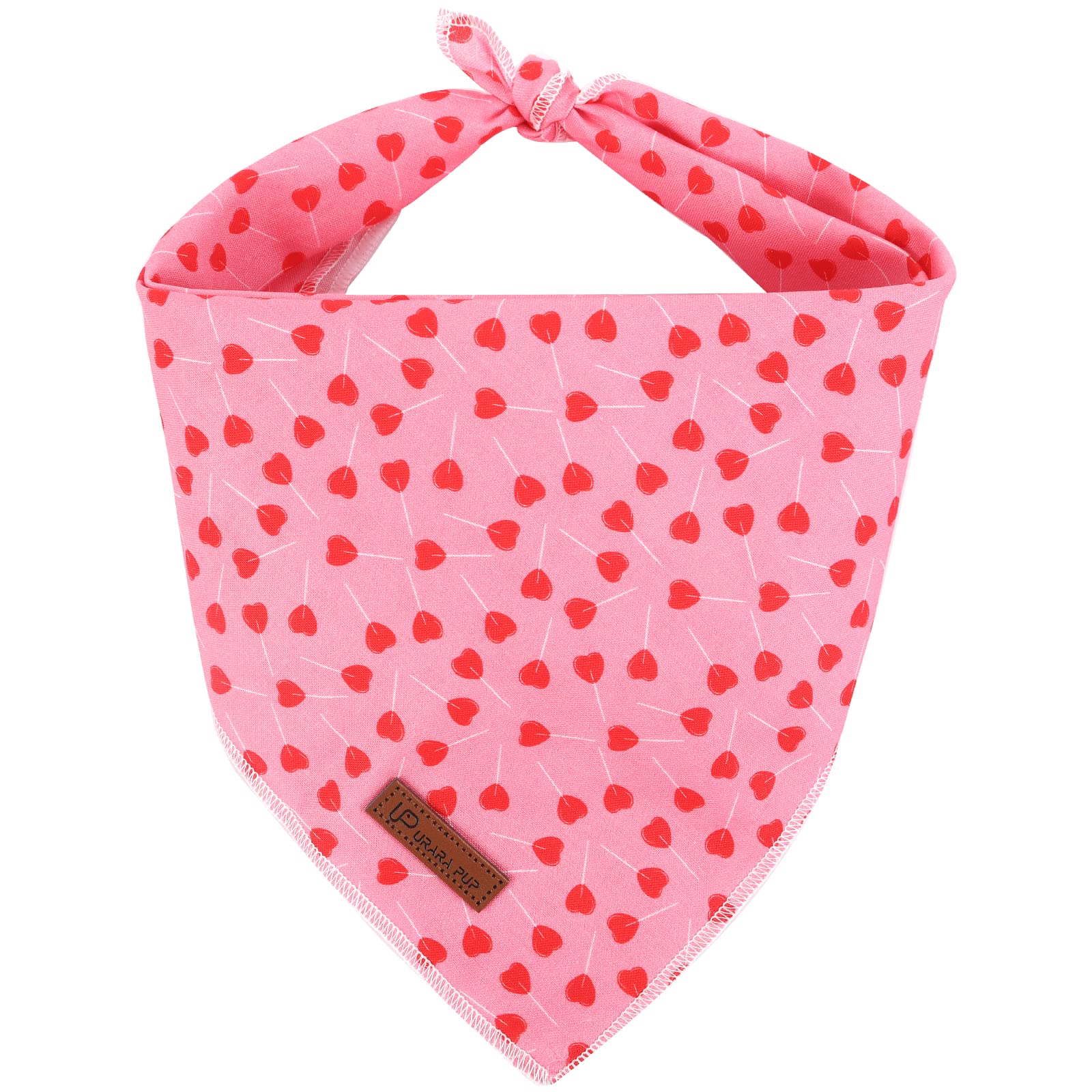 Up Urara Pup Valentines Day Dog Bandana, Valentine Triangle Bid Scarf For Girl Boy Medium Large Dogs, Adorable Puppy Wedding & V