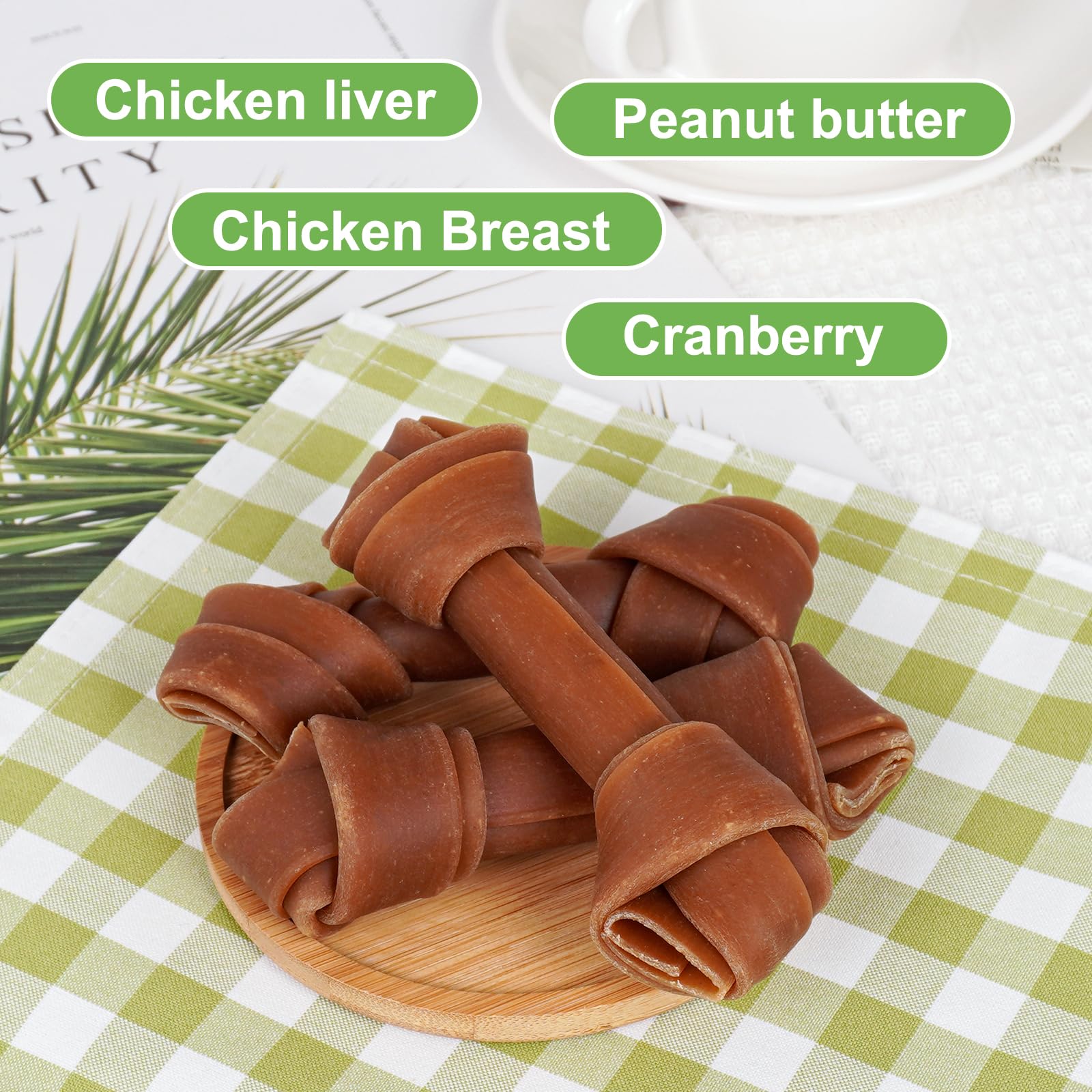 MON2SUN Rawhide Free Dog Treats, Peanut Butter Bones, 5 Inch 12 Count Chews for Small and Medium Dogs, Healthy Bones for Balance