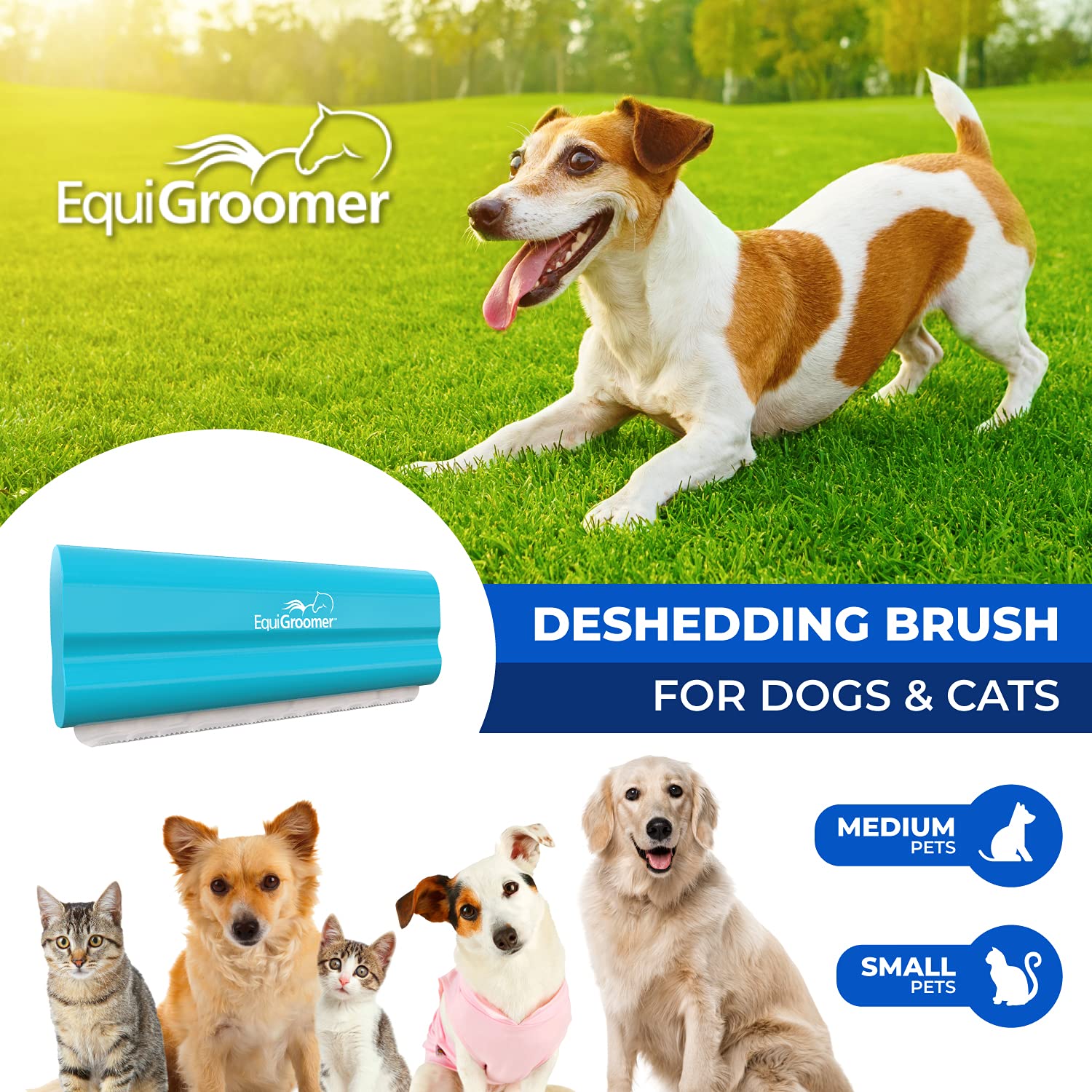 EasyGroomer Deshedding Brush for Dogs Cats | Turquoise | Undercoat Tool for Large and Small Pets | Comb Removes Loose Dirt, Hair