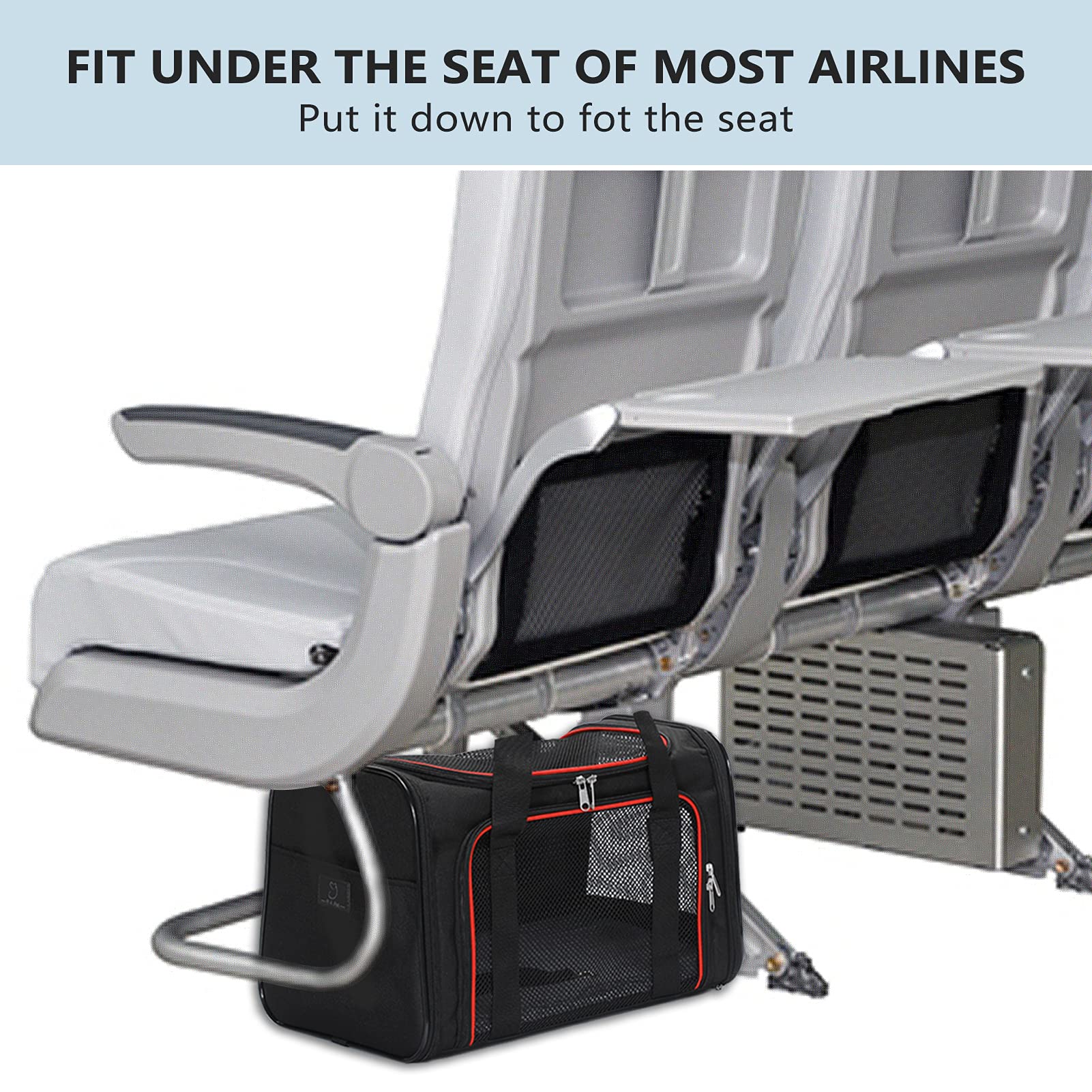 A 4 Pet Black Soft-Sided Cat Carrier - Airline Approved, Portable, Washable, Size M for Kittens, Puppies, Rabbits, and Hamsters