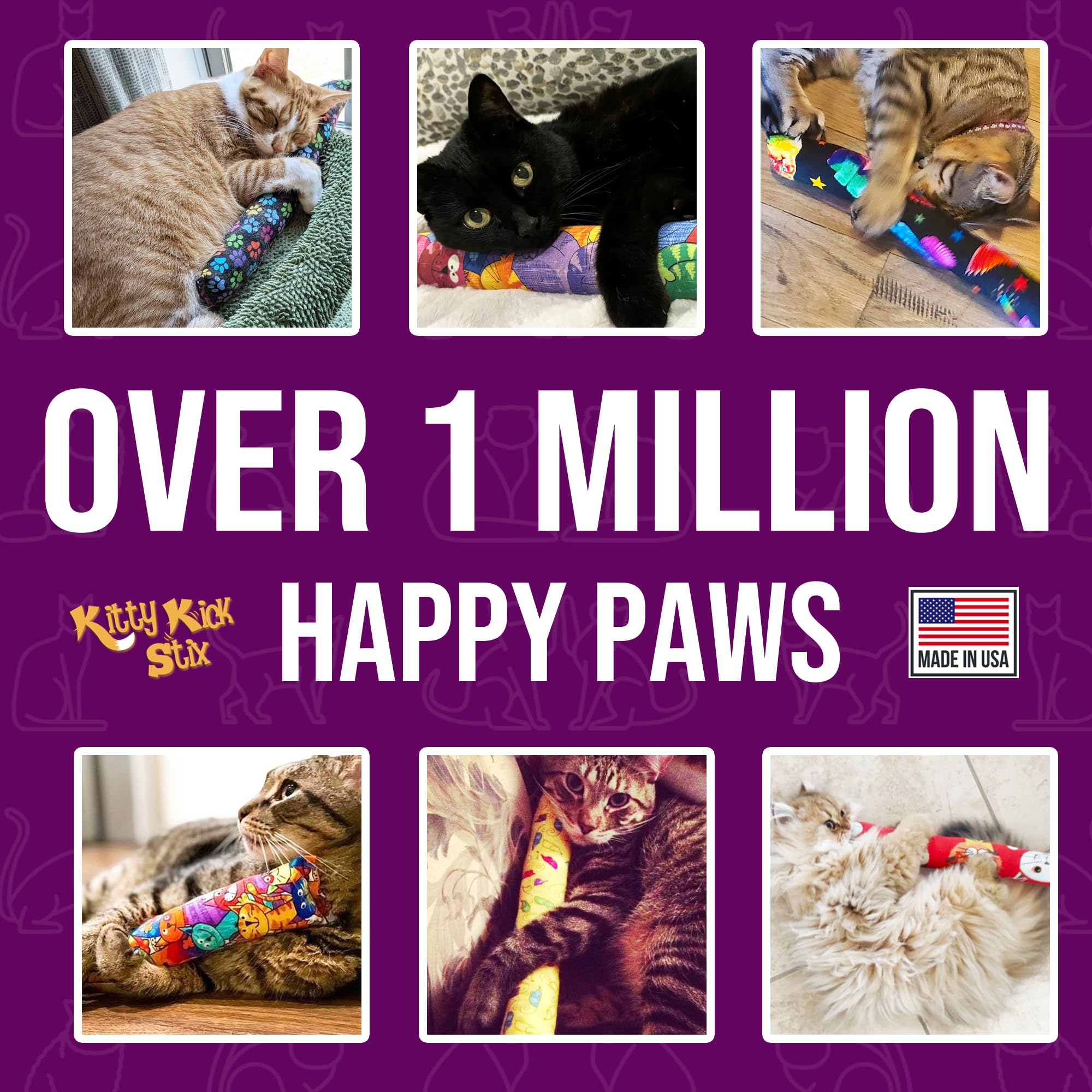 Kitty Kick Stix 15 '' Original Catnip Kicker Toy (Set Of 2), Handmade In Usa By Cat Lovers, Interactive Natural Cat & Kitten Toy