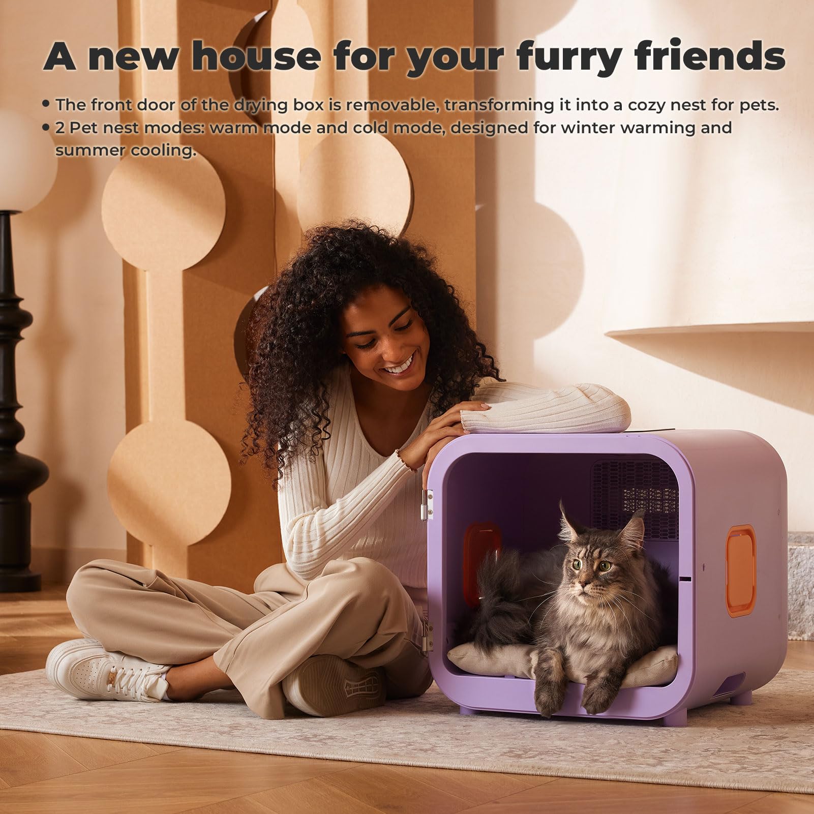 KITPLUS Pet Dryer Box for Dogs and Cats, 71L Large Capacity Ultra-Quiet Dog Hair Dryer Box with Smart Lock, Adjustable Temperatu