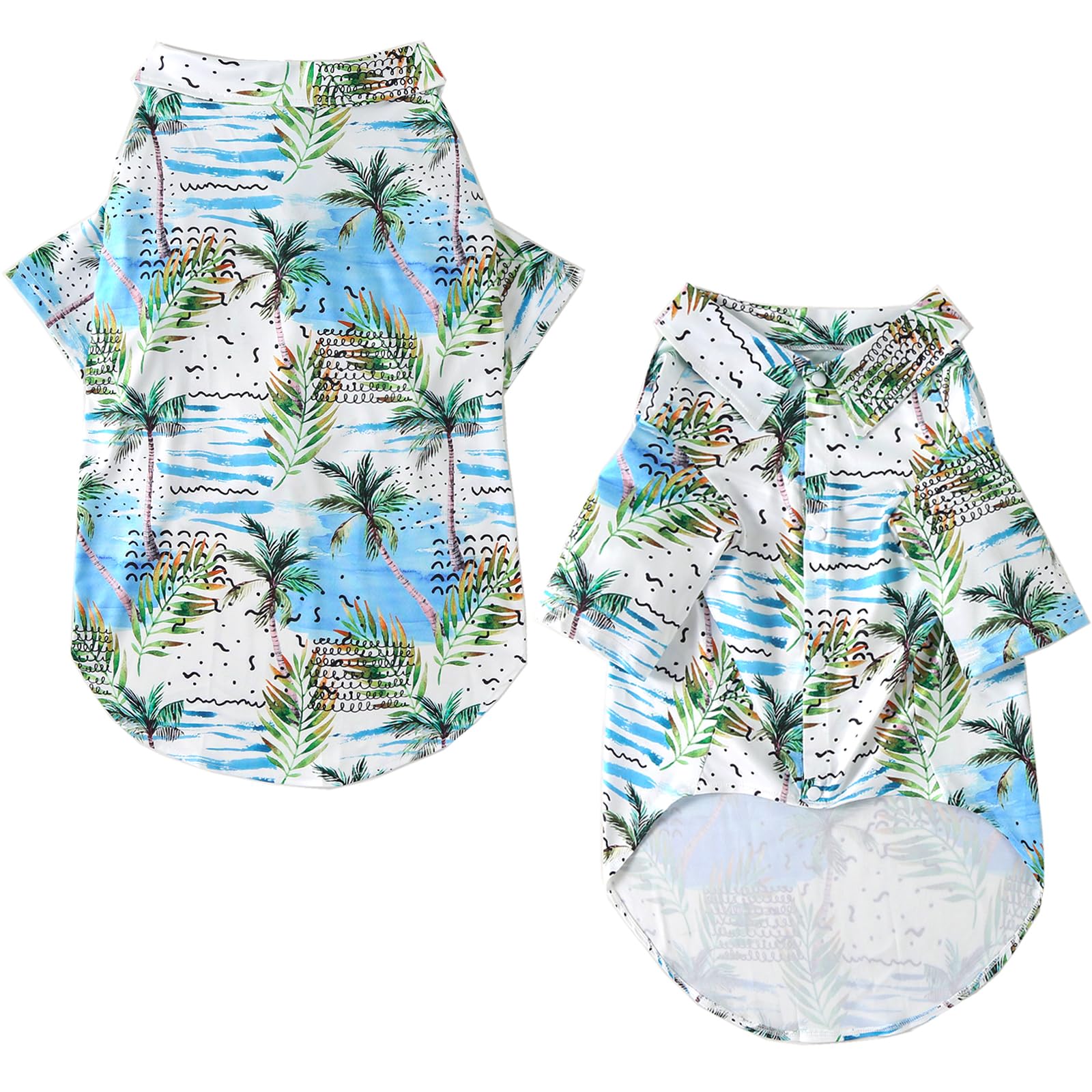 Hawaii Shirt For Dogs - Seabeach Prints Polo T-Shirt, Breathable Cool Beach Style Summer Clothes For Large Dog Boys And Girls (2