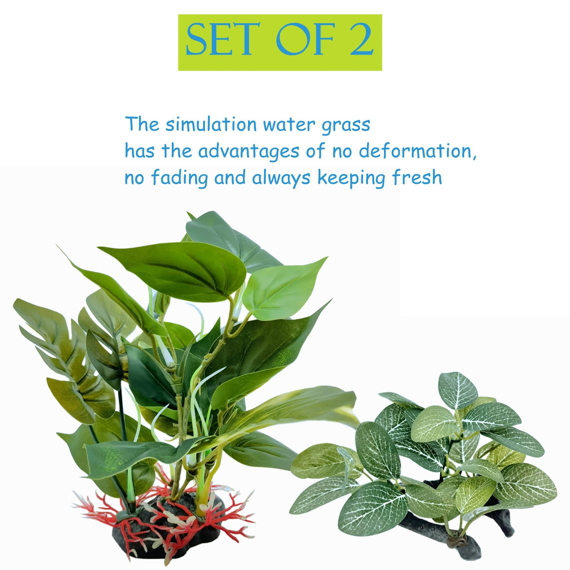 M2cbridge Artificial Fish Tank Plants Silk Aquarium Plant Aquatic Water Grass Foreground Decor (2PCS (Tall and Short))