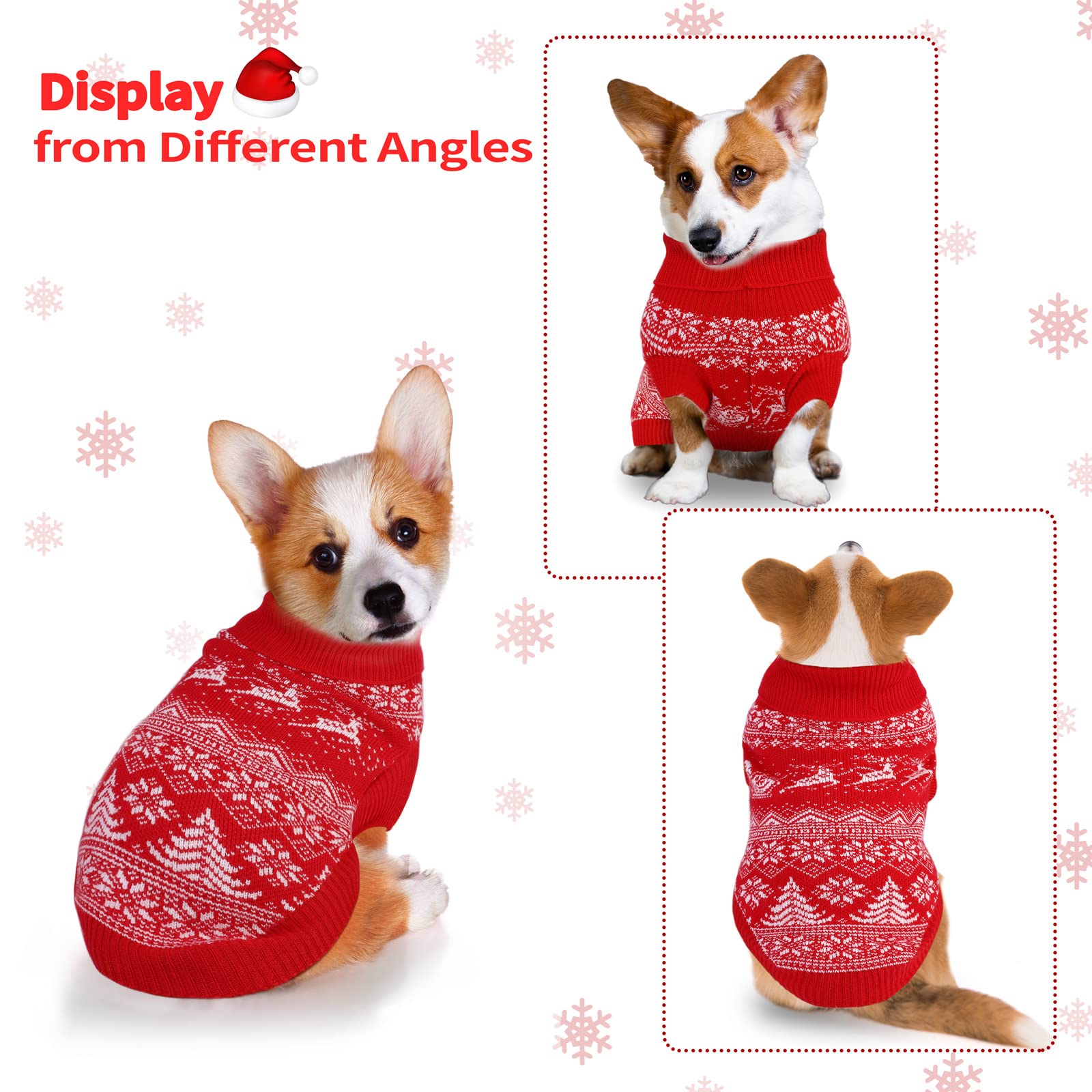 Pedgot 2 Pack Christmas Pet Sweaters Xmas Dog Holiday Sweaters Funny Pet Costume Christmas Pet Warm Clothes Reindeer, Christmas Tree, Snowflake Knitwear For Cats Or Dogs (Large)