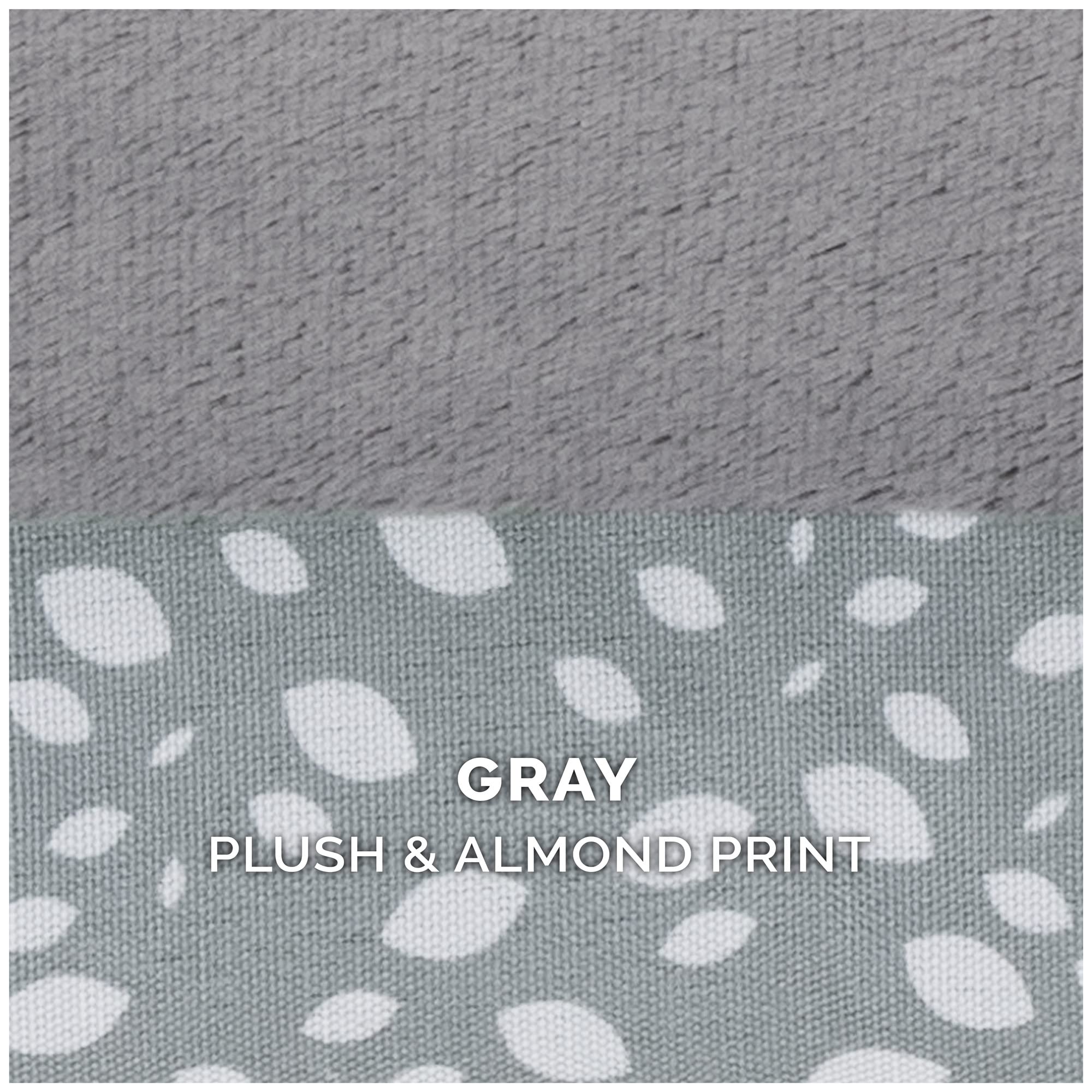 Furhaven Orthopedic Dog Bed For Medium/Small Dogs W/ Removable Bolsters & Washable Cover, For Dogs Up To 35 Lbs - Plush & Almond Print L Shaped Chaise - Gray Almonds, Medium