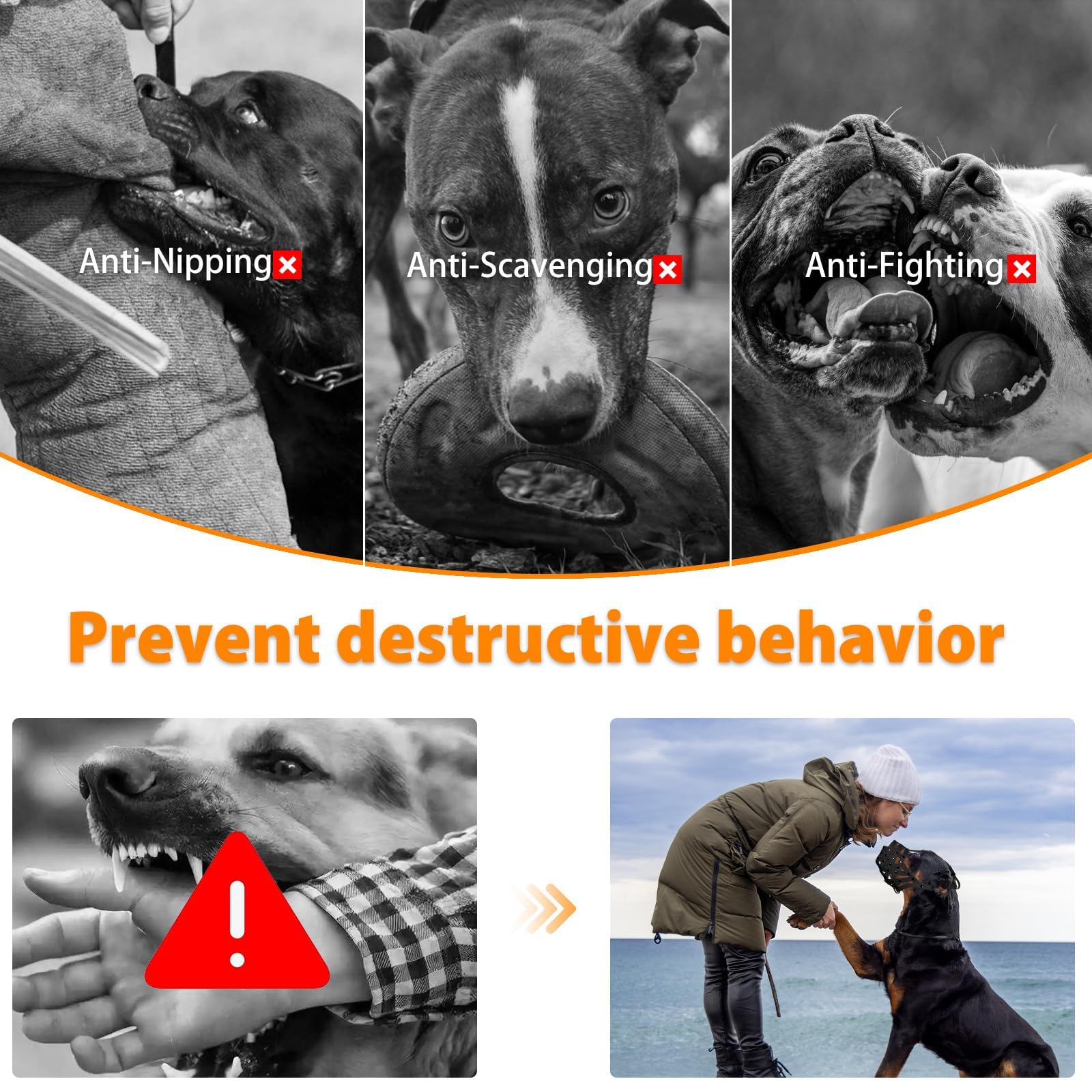 Mayerzon Pitbull Muzzle For Large Medium Sized Dogs To Prevent Biting Scavenging, Basket Muzzle For Rottweiler Staffordshire Ter