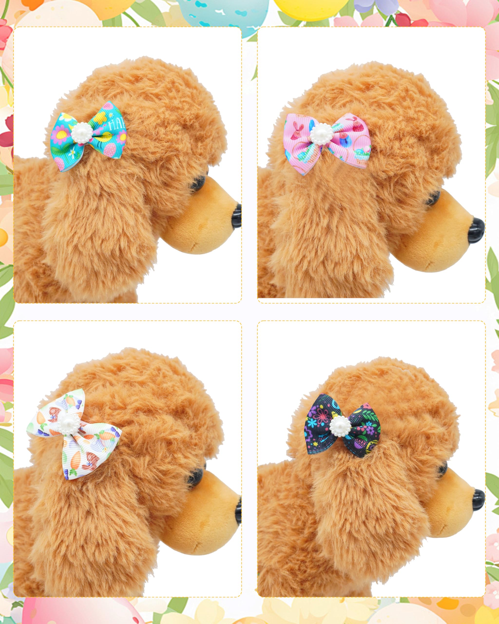 Pet Show 20 Pack Easter Dog Hair Bows With Alligator Clips For Small Medium Dogs Colorful Bowknot Hair Clips Cat Puppy Yorkshire