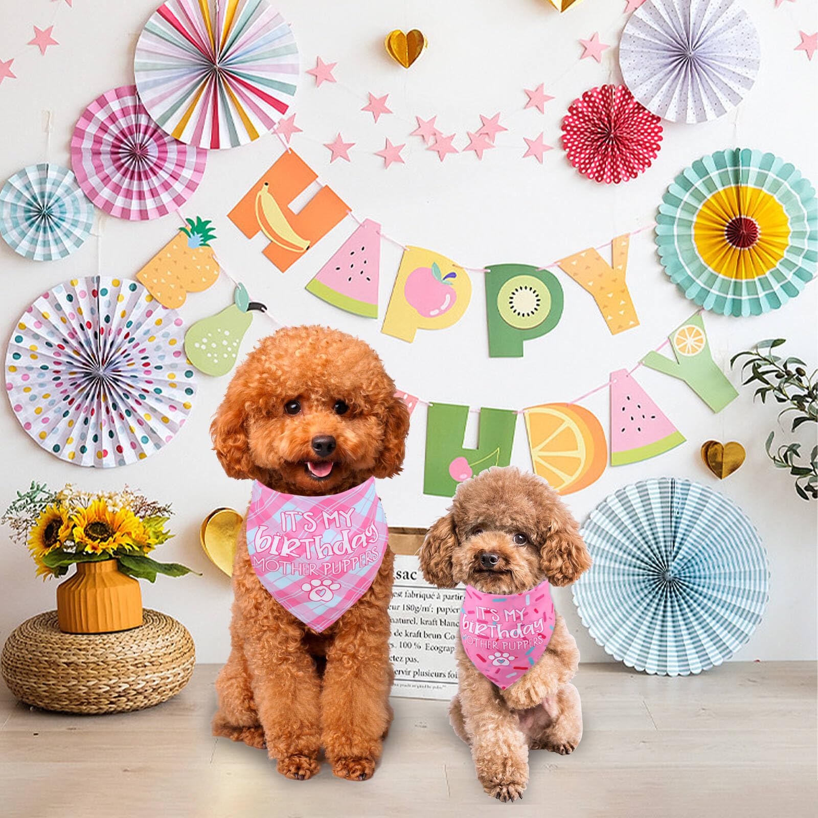 Gofshy Dog Birthday Bandana X-Large Reversible Multi Size Offered For Dog Birthday Girl, Dog Birthday Party Supplies For Small M