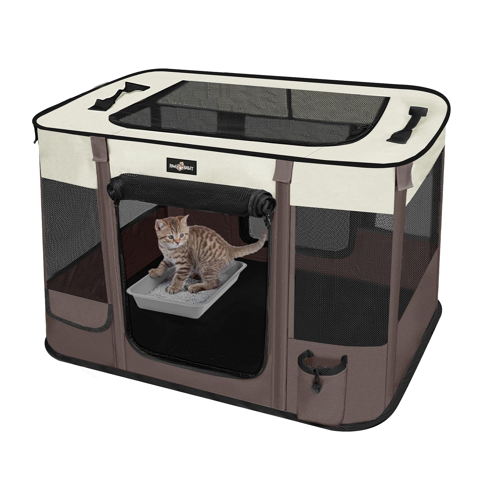 Foldable Pet Kitten Playpen, Upgrade Waterproof Portable Cat Dog Playpen Kennel Tent For Small Dog Cat, Removable Shade Cover, I