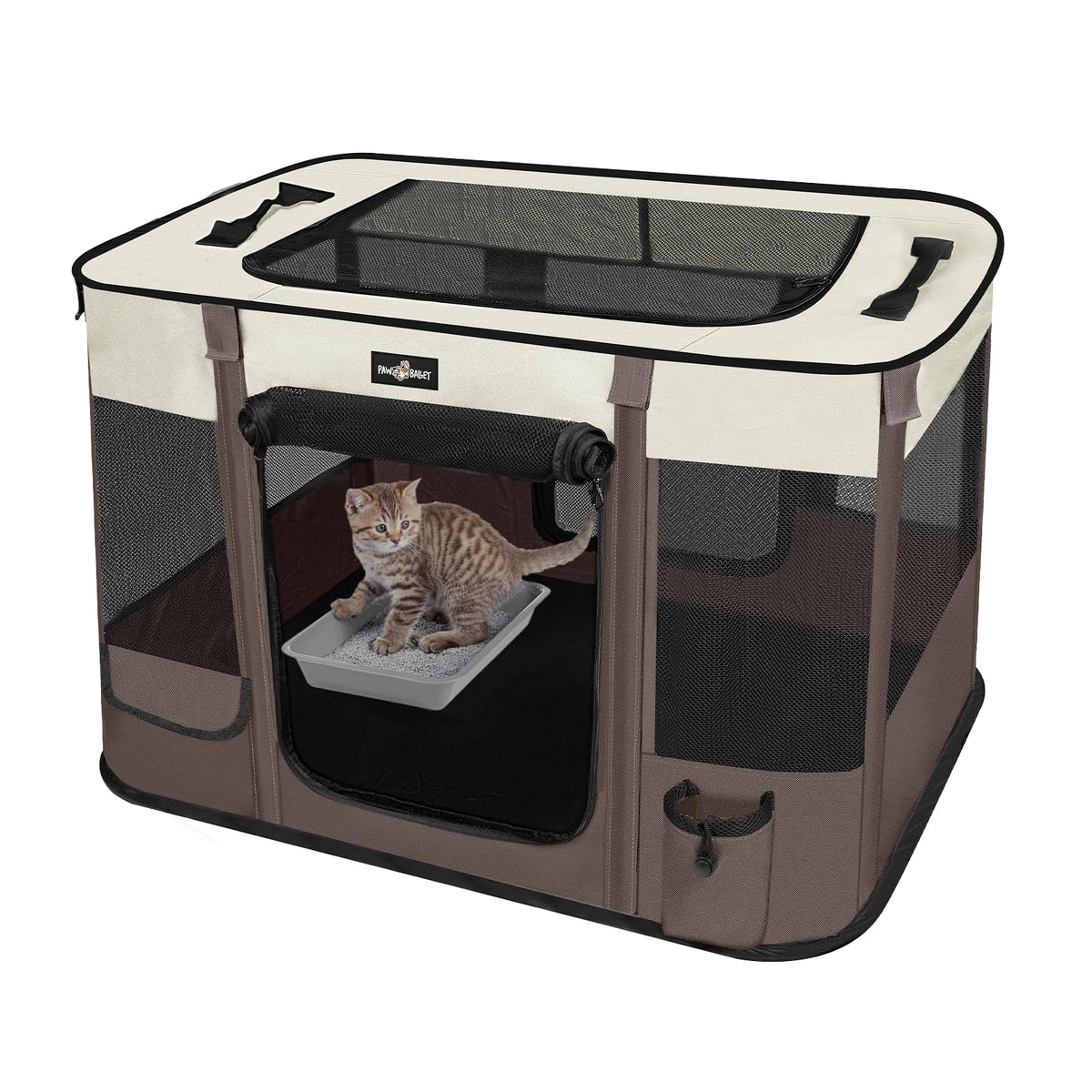 Foldable Pet Kitten Playpen, Upgrade Waterproof Portable Cat Dog Playpen Kennel Tent For Small Dog Cat, Removable Shade Cover, I