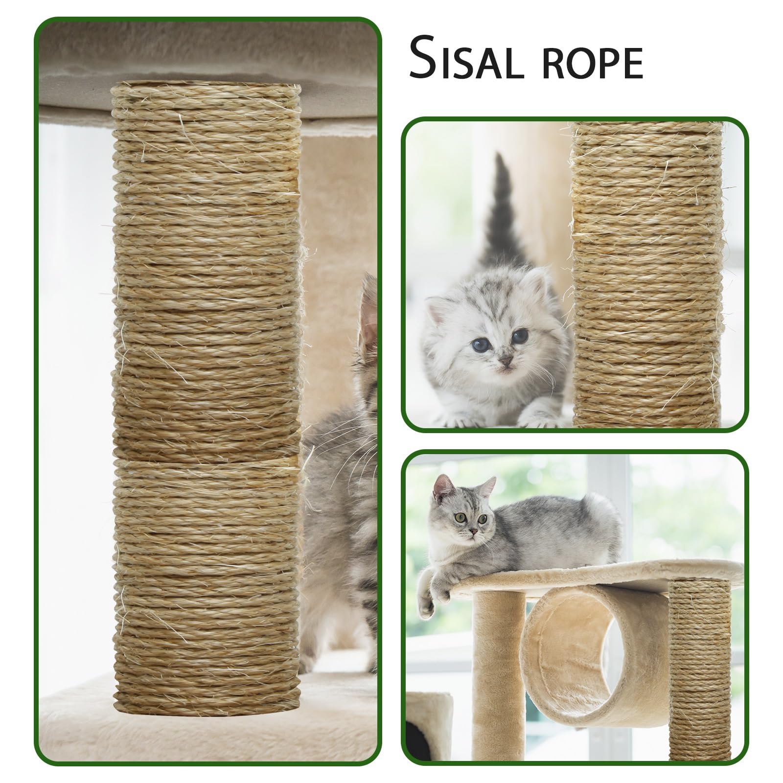 Natural Sisal Rope 4Mm 164-Feet For Cat Scratcher Repair And Replace Scratching Post, Diy Hemp Twine Rope For Cat Tree Tower Car