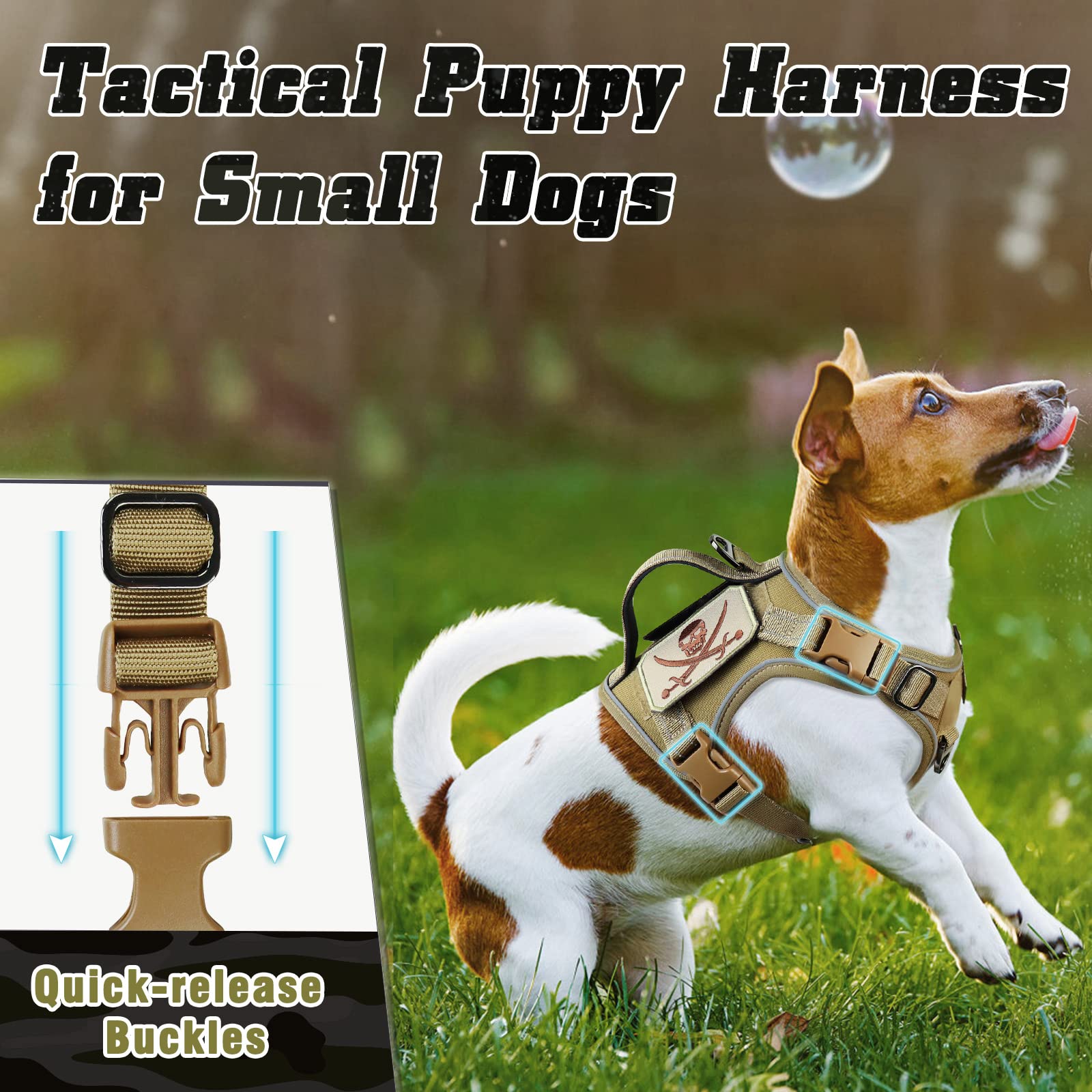 Salfse Tactical Dog Harness Small, Military K9 Puppy Vest Harness, No Pull Outdoor Training Xs Dog Harness With Handle