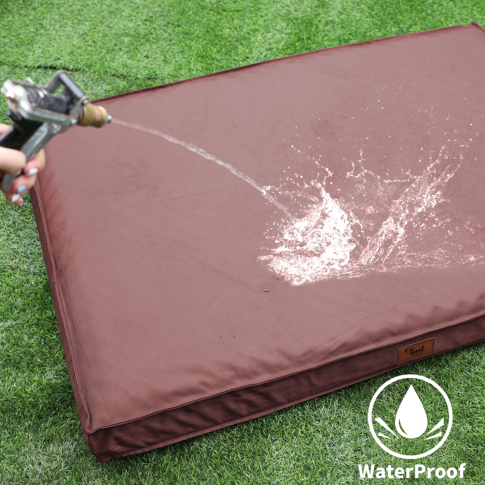 Tail Stories Outdoor Extra Large Dog Bed, Jumbo Waterproof Dog Bed For Large Dogs, Orthopedic Egg Foam Pet Bed Mat With Removabl