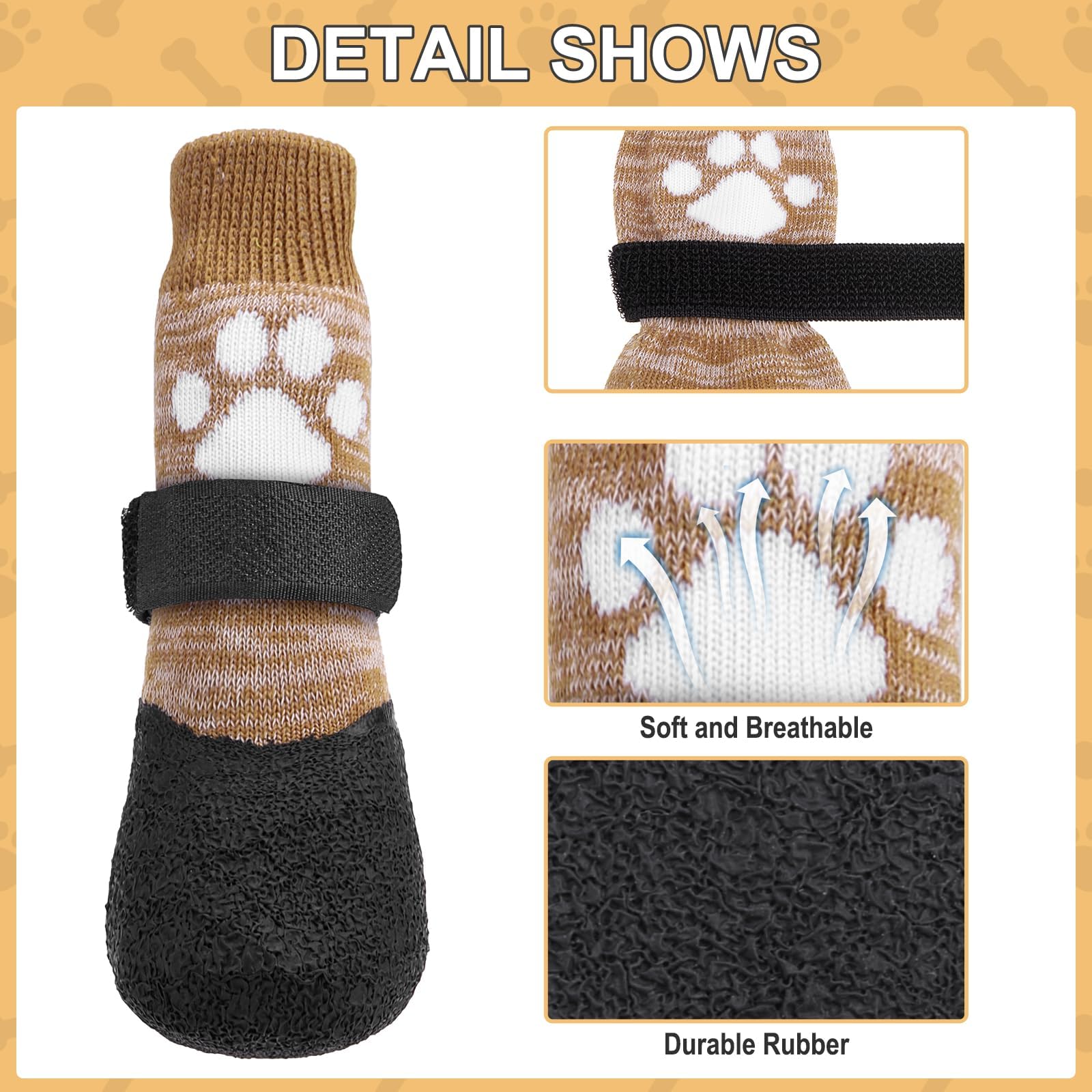 Kooltail Anti Slip Dog Socks - Outdoor Dog Boots Waterproof Dog Shoes Paw Protector With Strap Traction Control For Hardwood Flo