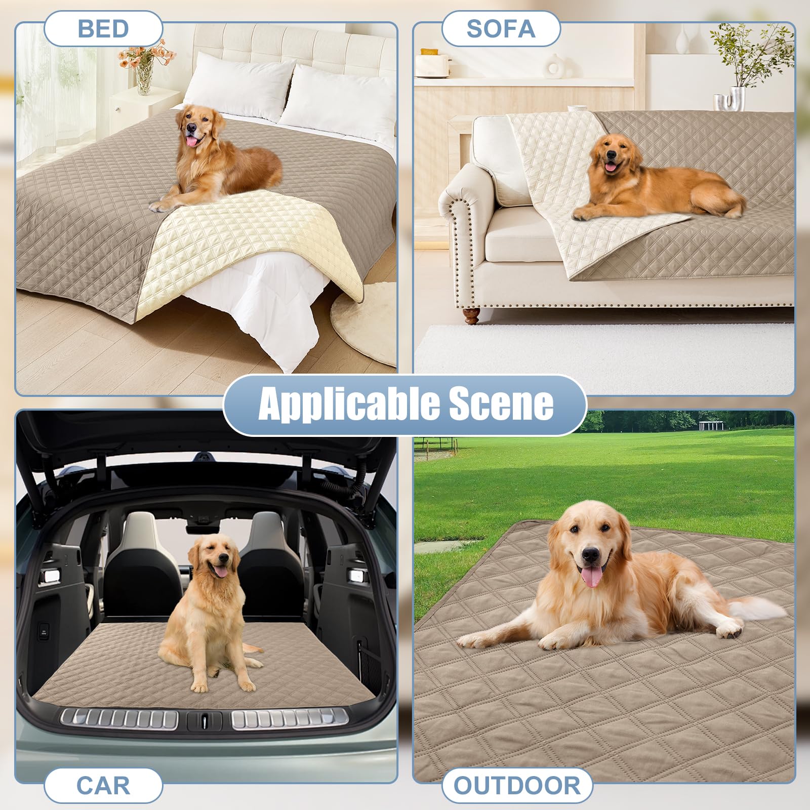 Smiry Waterproof Dog Blanket, Reversible Dog Bed Cover Pet Blanket, Soft Pet Couch Covers For Sofa Washable, Bed Couch Sofa Furniture Protector For Puppy Cat Kids (30'X70', Taupe/Beige)