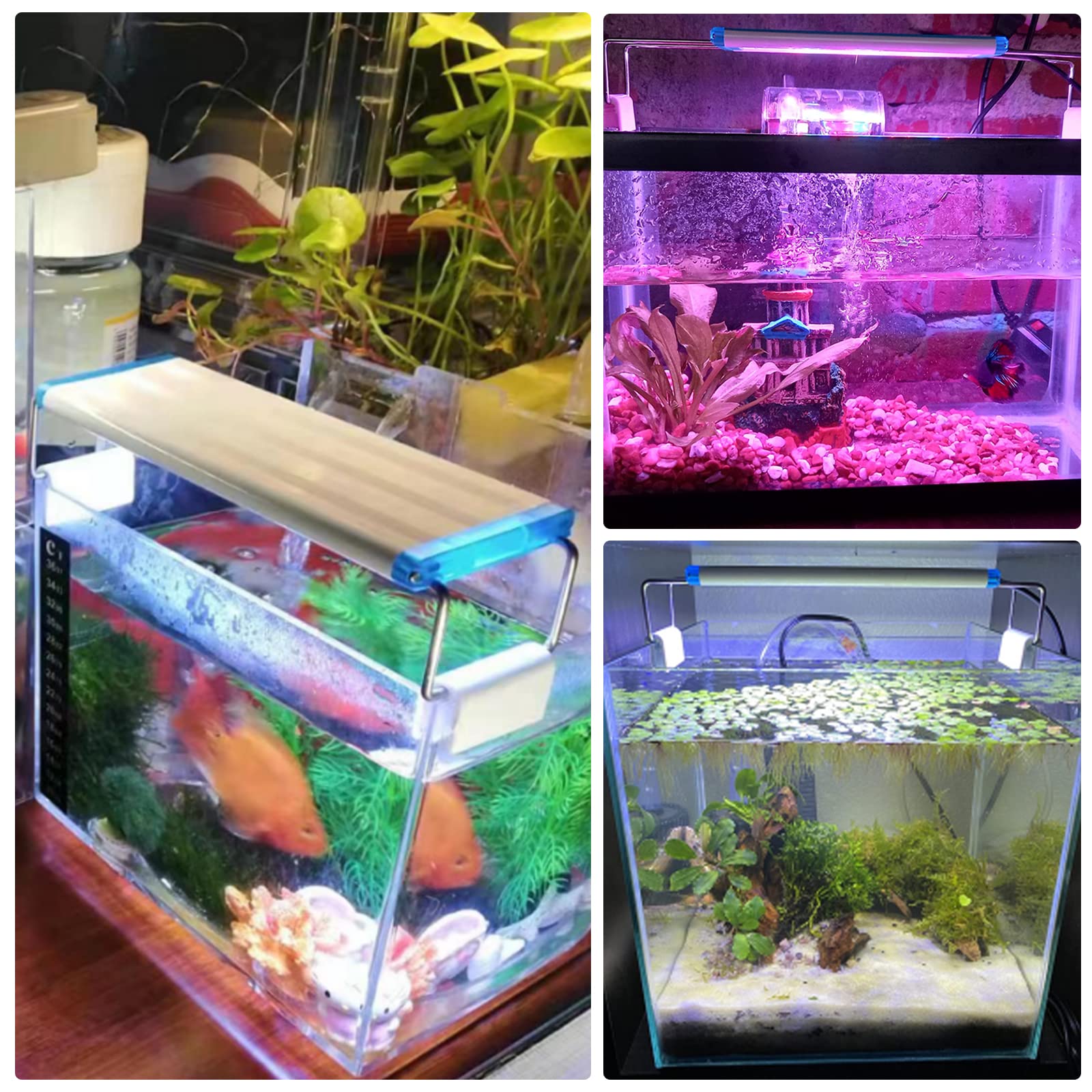 Oltraman Led Aquarium Light Full Spectrum Fish Tank Lights 7' 8' 10' 12' 8W Multi-Color Freshwater Saltwater Plant Lamp White Blue Red Leds