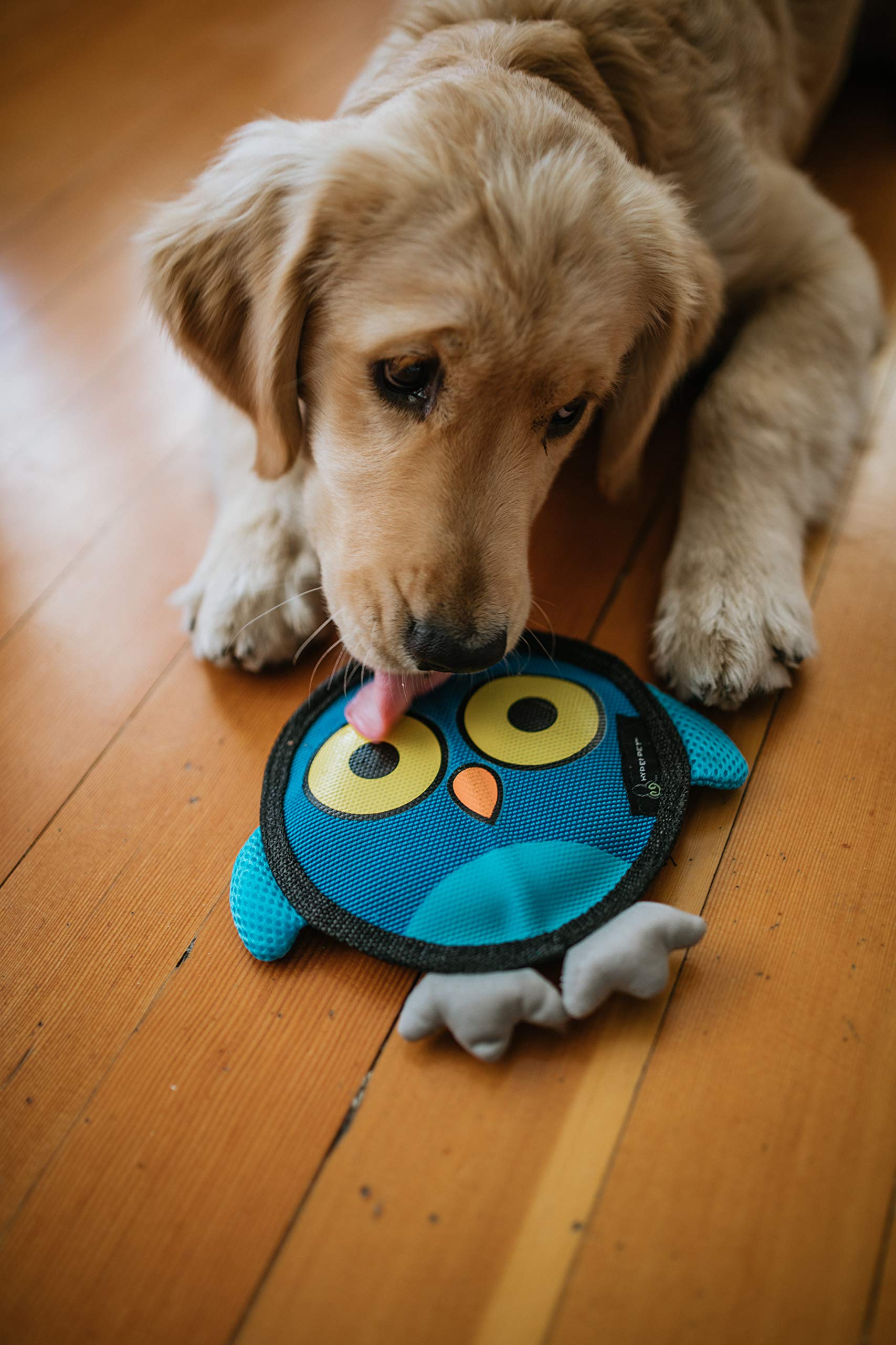 Hyper Pet Firehose Flyers Owl Durable Squeaky Dog Toy Grey 7.5 X 1.2 X 8.2 Inches