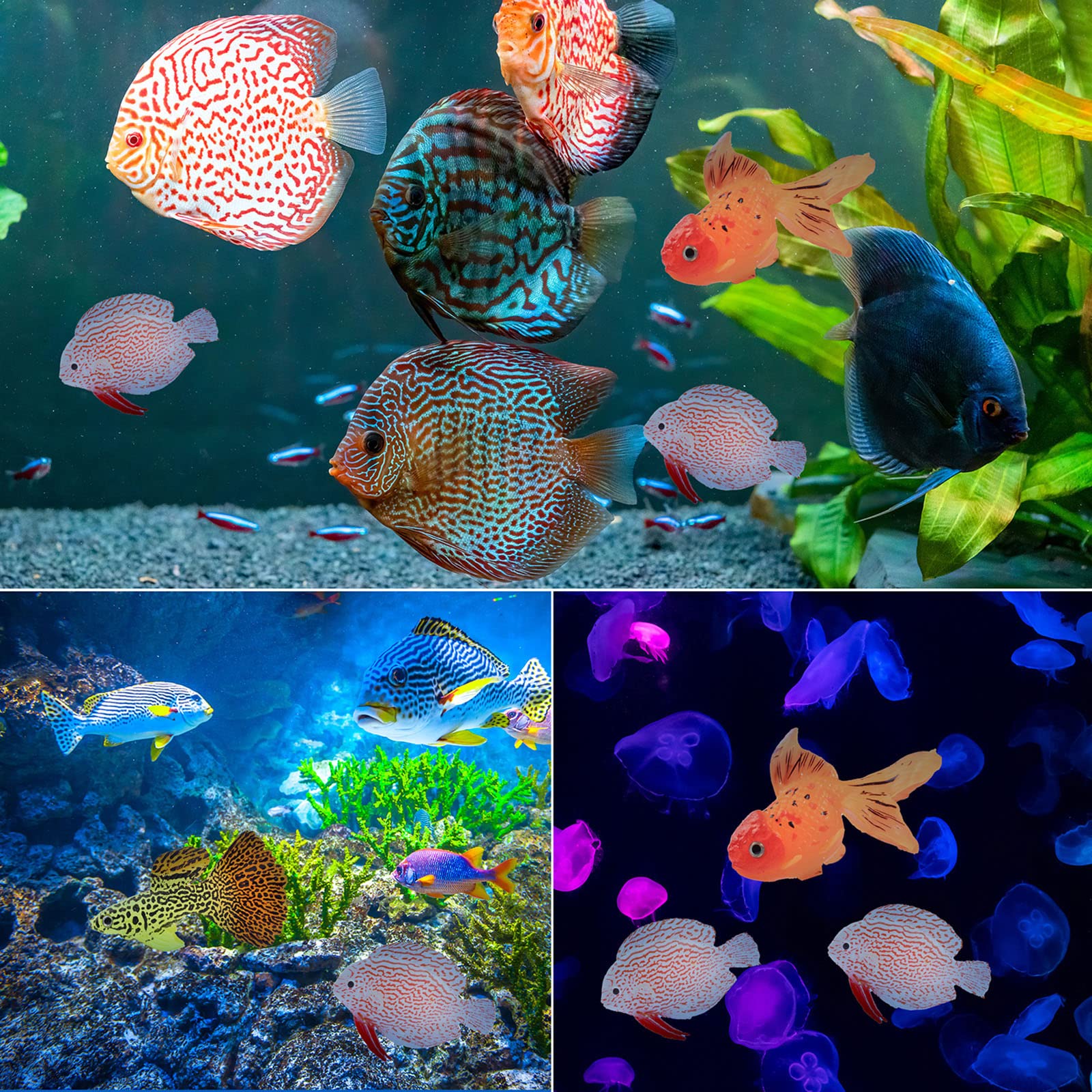 Gootrades 3 Pcs/Set Artificial Fish Glowing Effect Aquarium Decor Floating Ornament