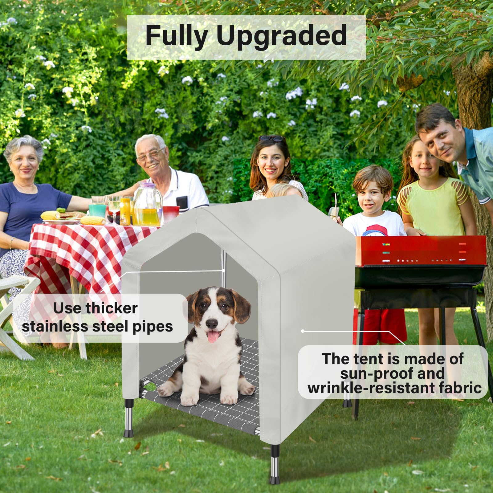Dopliv Elevated Dog House For Outdoor Or Indoor - Waterproof Dog Tent Cat House, Dog Sunshade Tent, Pet House With Removable Cov