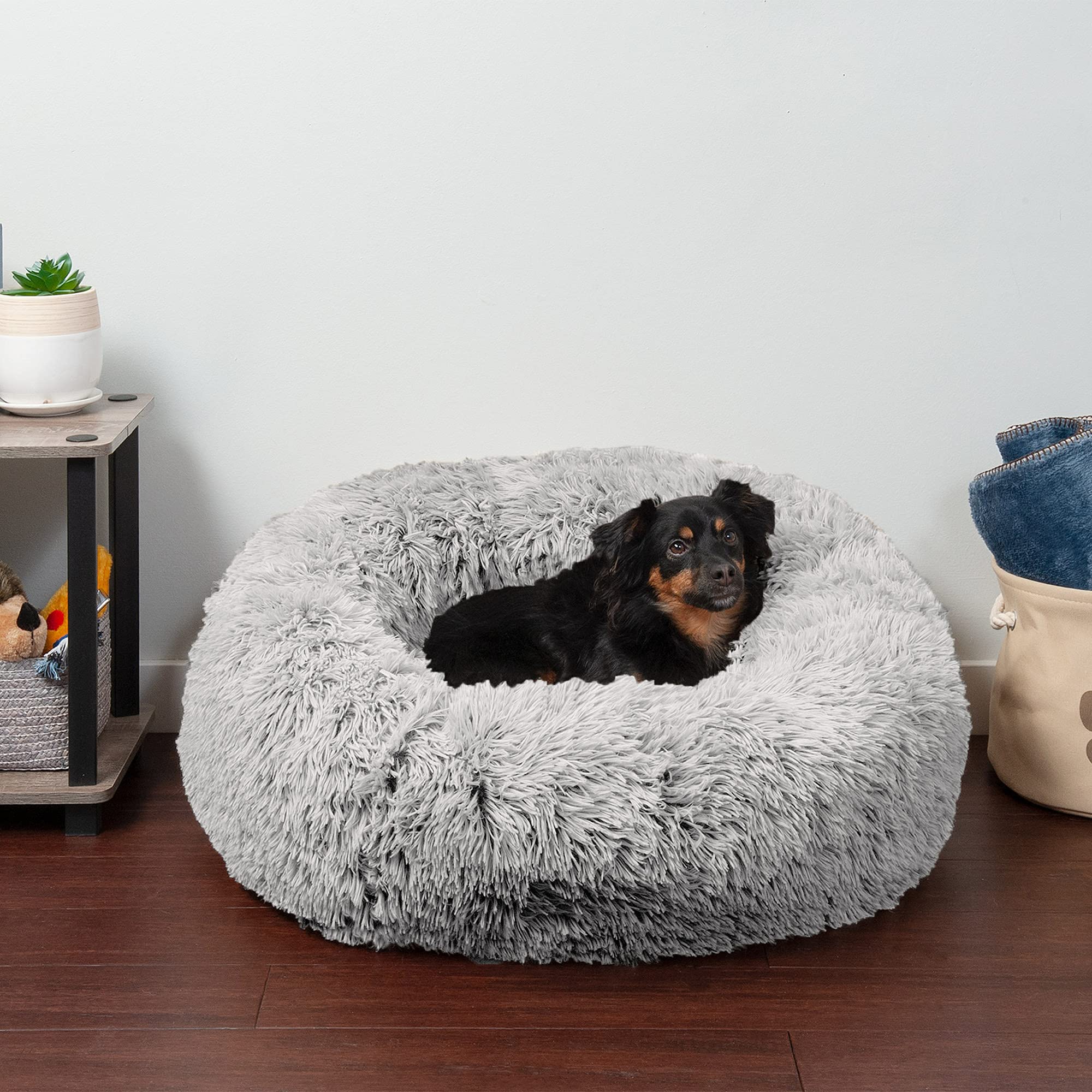 Furhaven 30'' Round Calming Donut Dog Bed for Medium/Small Dogs, Refillable w/ Removable Washable Cover, Up to 45 lbs - Shaggy P