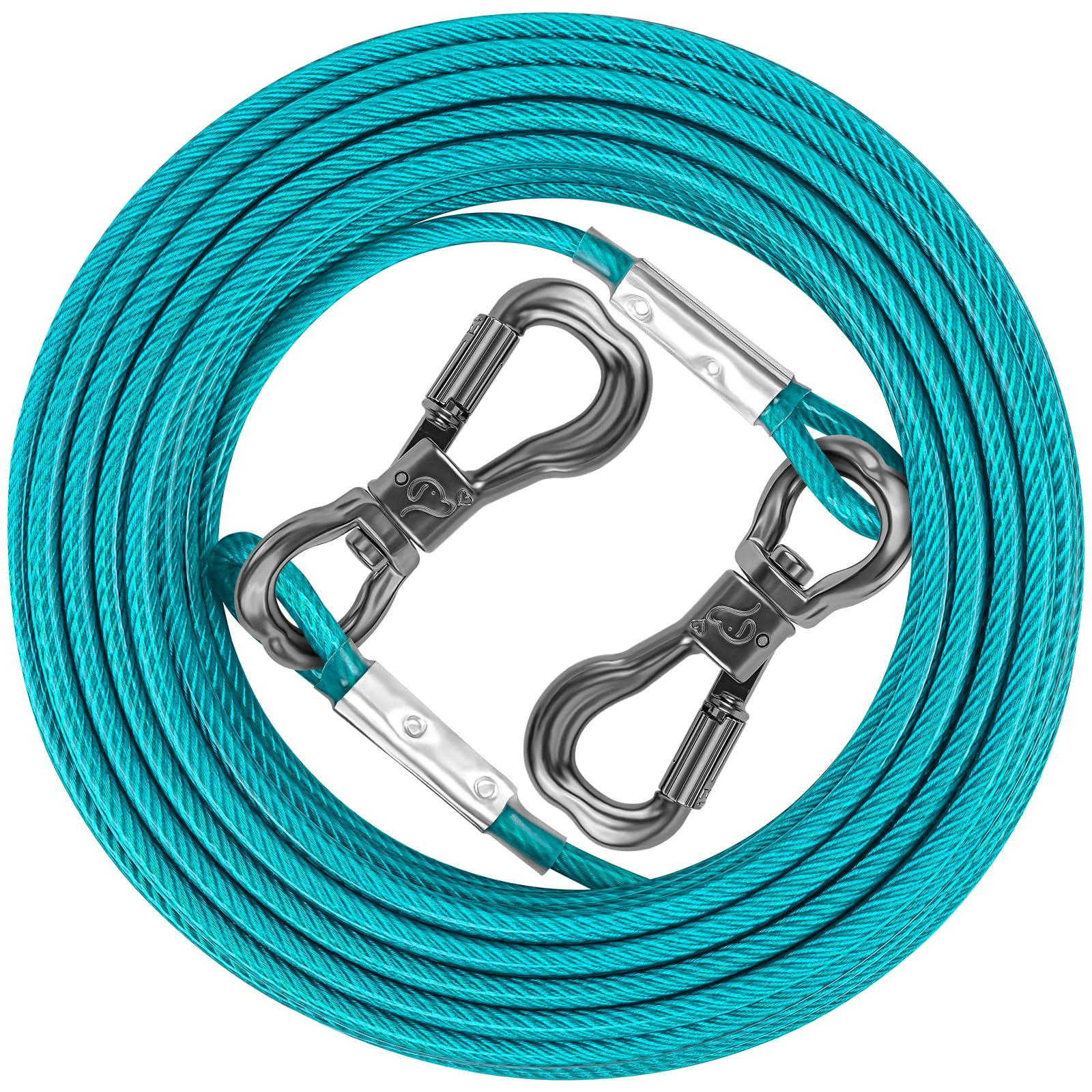 Xiaz Dog Tie Out Cable 15Ft, Heavy Duty Dog Leads For Yard 8/10/15/20/30/50Ft, Pet Runner Tether Chain Leash Outside For Small M
