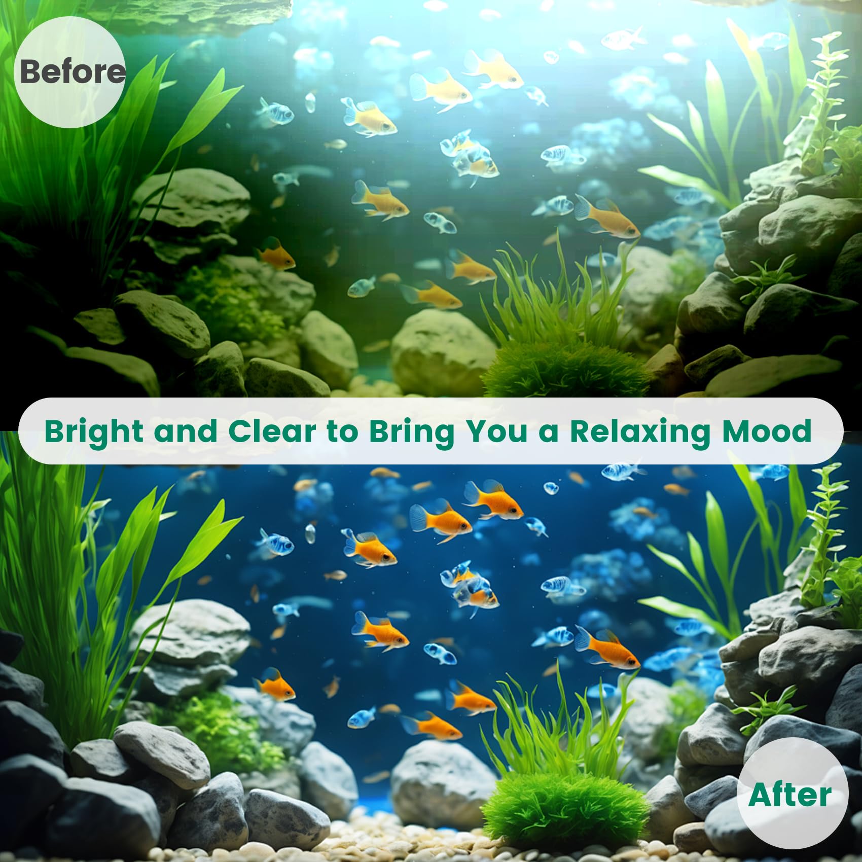 Aquarium Filter U-V for 40-150 Gallon, 400GPH Fish Filter with 9W U-V Double Light Green Water and Algae Submersible Powerful Cl