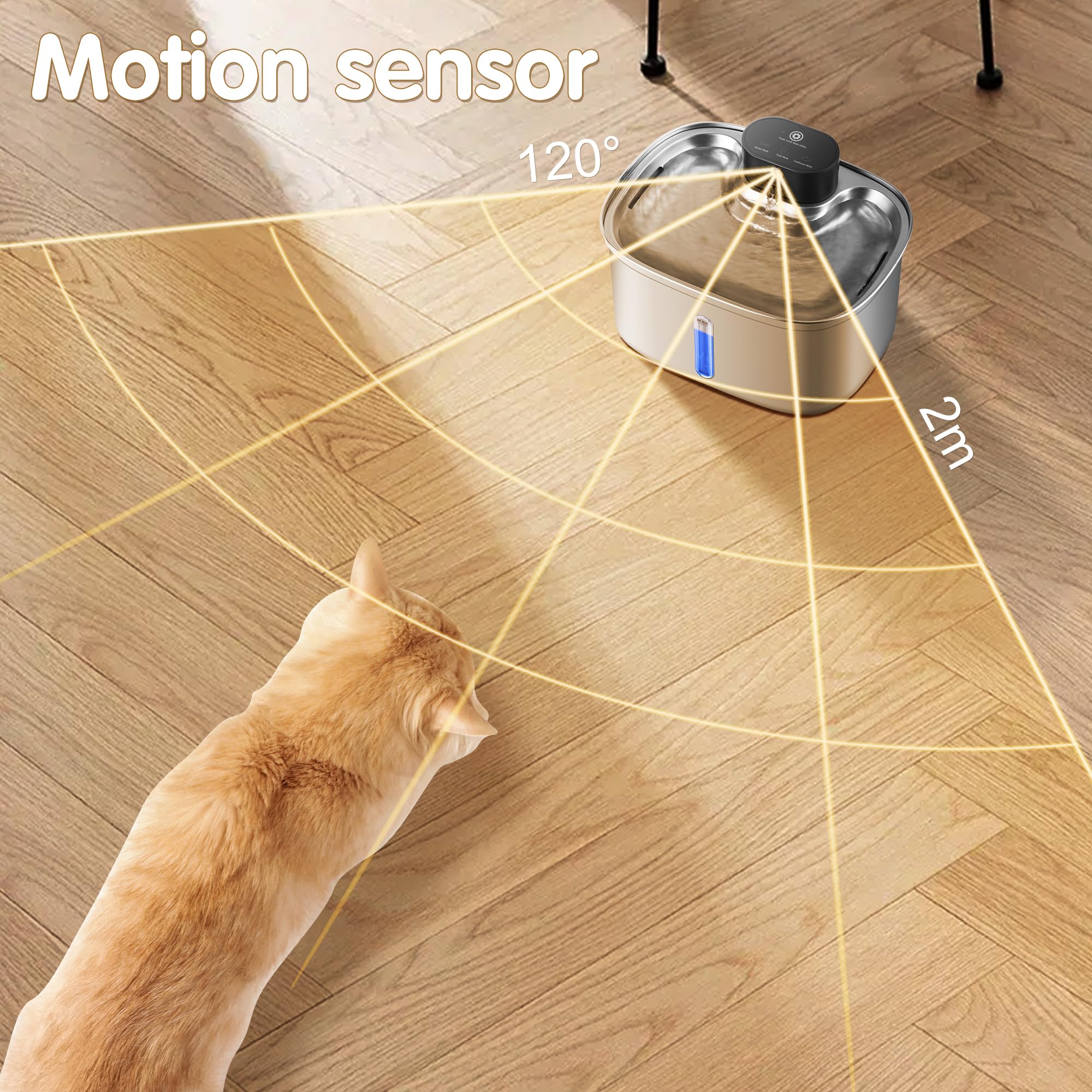 Boorca Cat Water Fountain Cordless, 169Oz/5L Wireless Smart Pet Water Fountain With 5000Mah Battery & Ultra Quiet Pump, Stainles