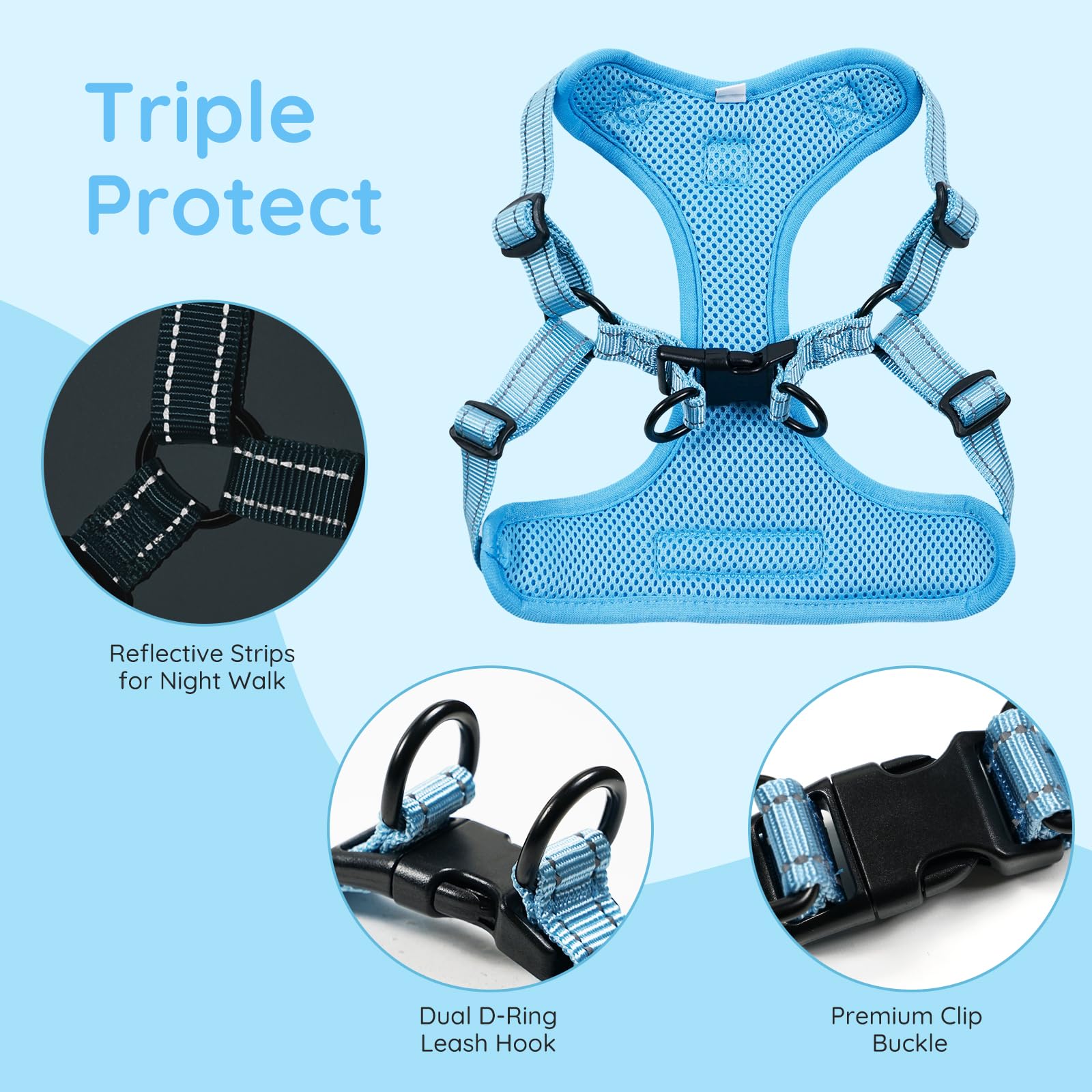 Bella & Pal Adjustable Step-In Dog Harness, Puppy No-Pull Vest With Leash Set For Xs/Small & Medium Dog, Breathable All-Weather