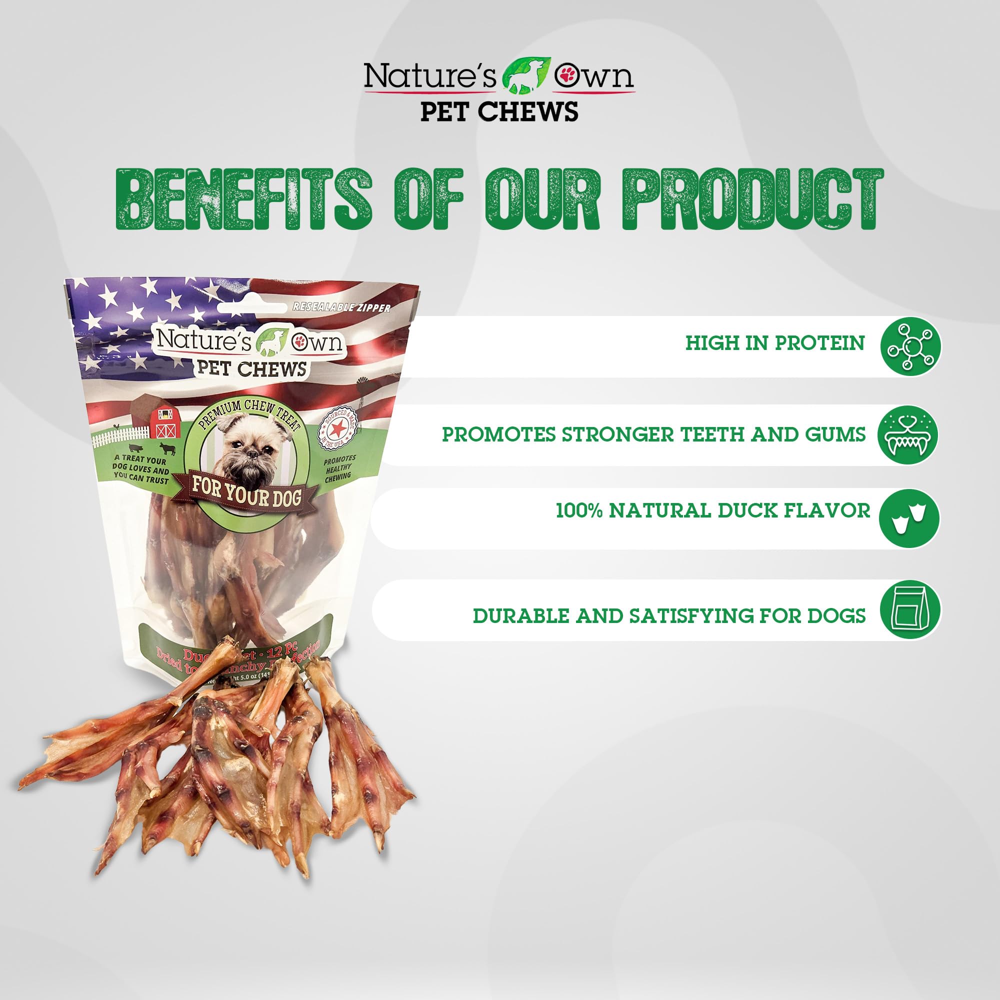 Natures Own Pet Chews Pet Chews Duck Feet Bag Treat, 12 Piece - Natures Own Chews for Small to Medium Dogs - Promotes Clean Te