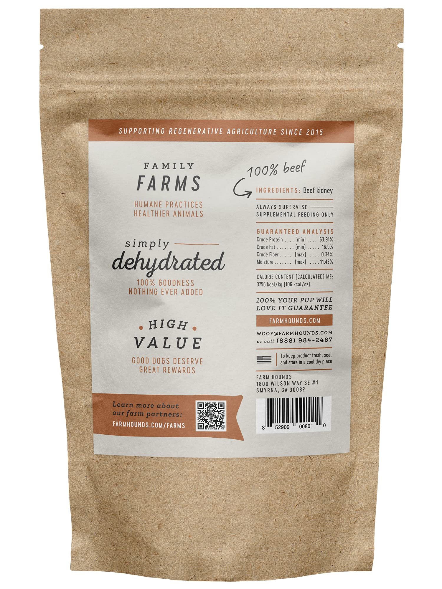 Farm Hounds - Beef Kidney - Premium Natural Beef Kidney Jerky For Dogs - Made From 100% Humanely Raised Cattle - Organ Treat - G