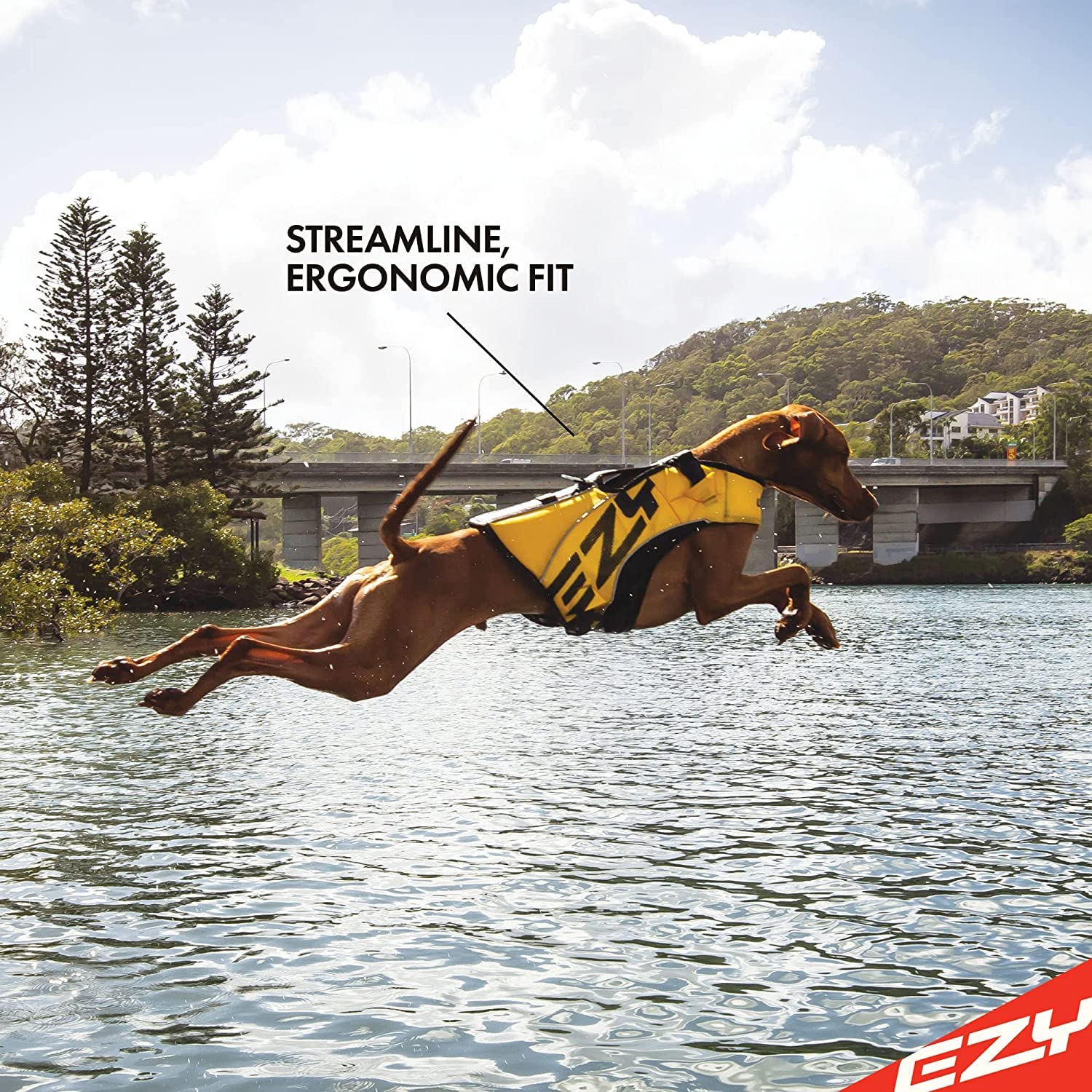 Ezydog Dfd X2 Dog Life Jacket - Adjustable Swimming Life Vest With Continuous Neck Flotation, Reflective Trim, & Grab Handle (Small, Yellow)