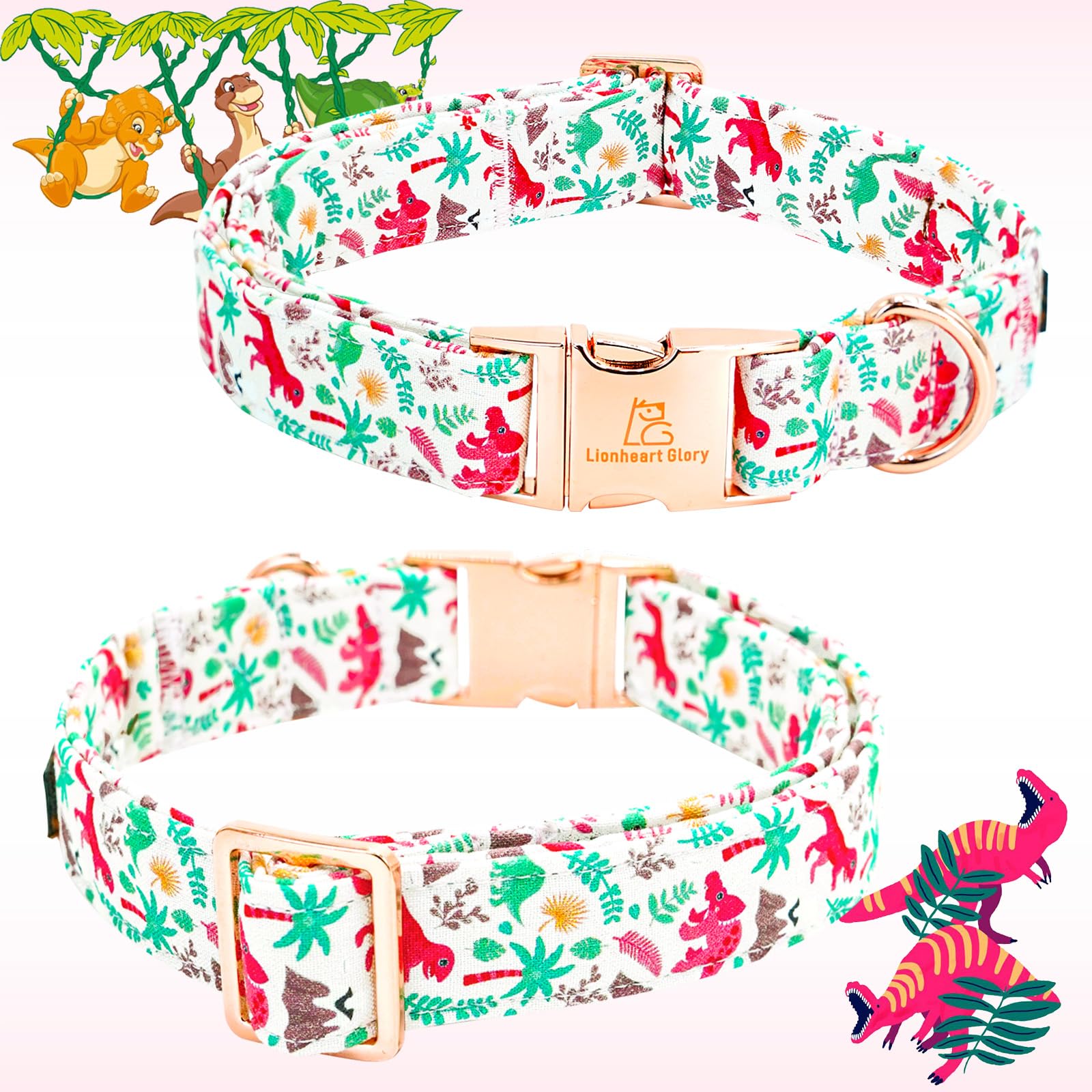 Lionheart Glory Dog Collar, Cute Dog Bow Collar Boy Girl Dog Collars With Bow Adjustable Dinosaur Bowtie Collar For Small Dogs P