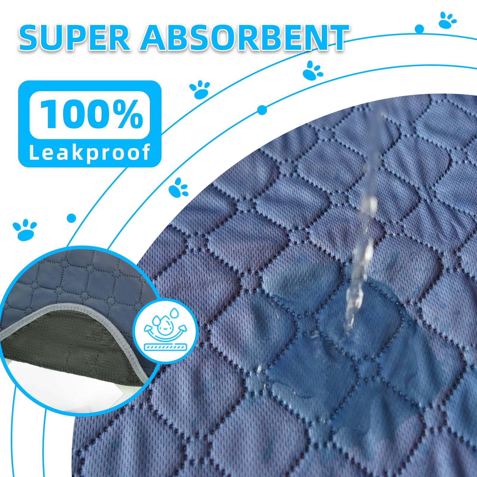 2 Pack Washable Pee Pads For Dogs, 48'X48' Reusable Pee Pads Waterproof Whelping Mats, Absorbent Prevent Leakage Non-Slip Pupp