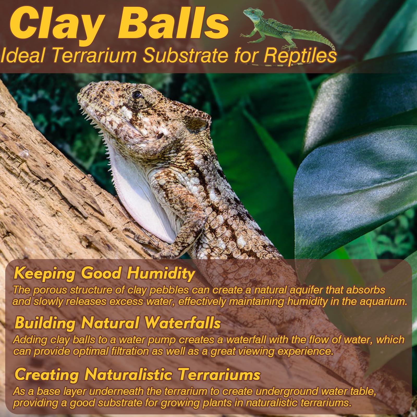 Zeedix 6Lbs Expanded Clay Balls For Reptile Terrarium Substrate - 100% Natural Lightweight Clay Pebbles Substrate, Bioactive Ter