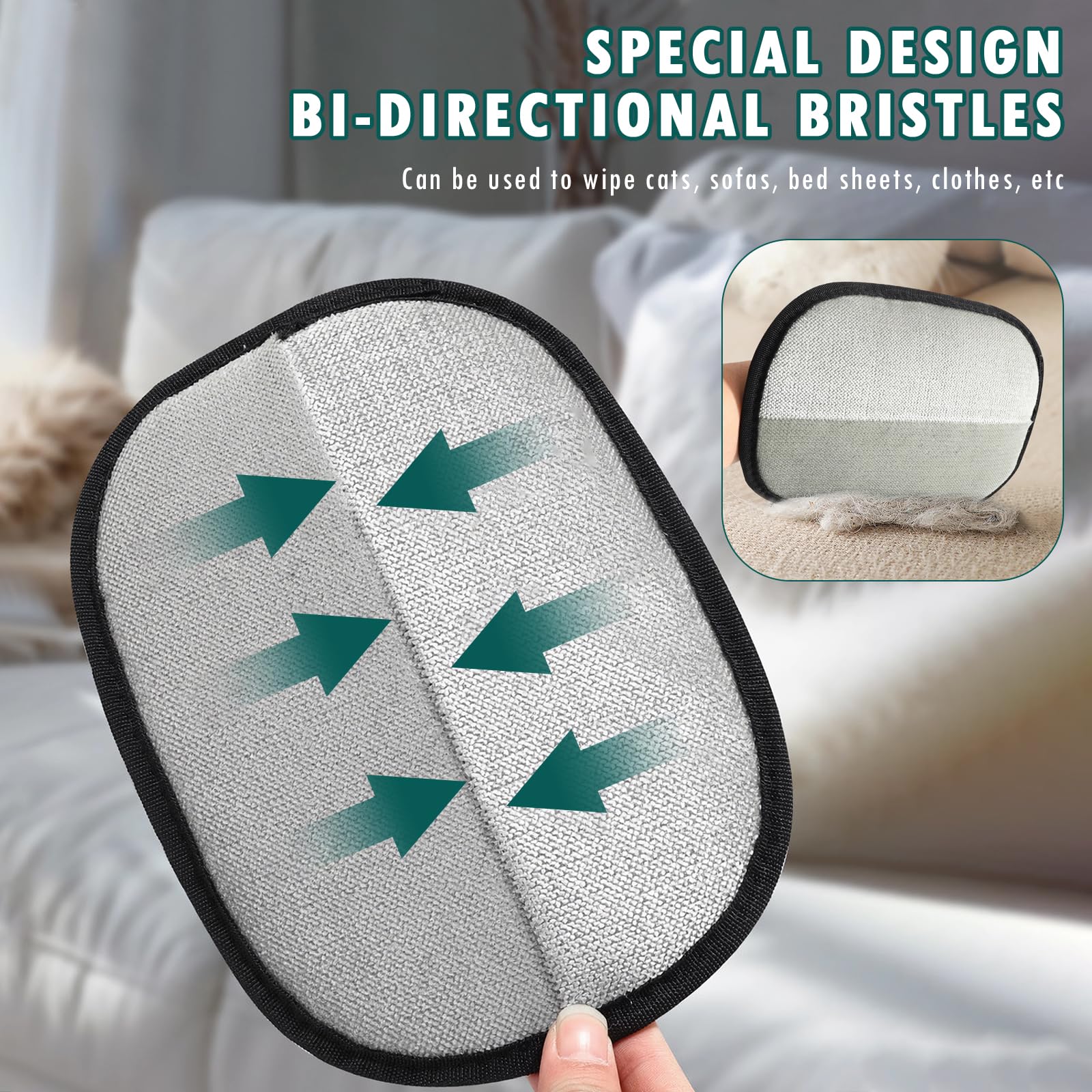 Aerbee Double-Sided Grooming Gloves For Pets, Static Removal Gloves For Dog Hair, Sueean Grooming Gloves For Cats, Reusable Pet