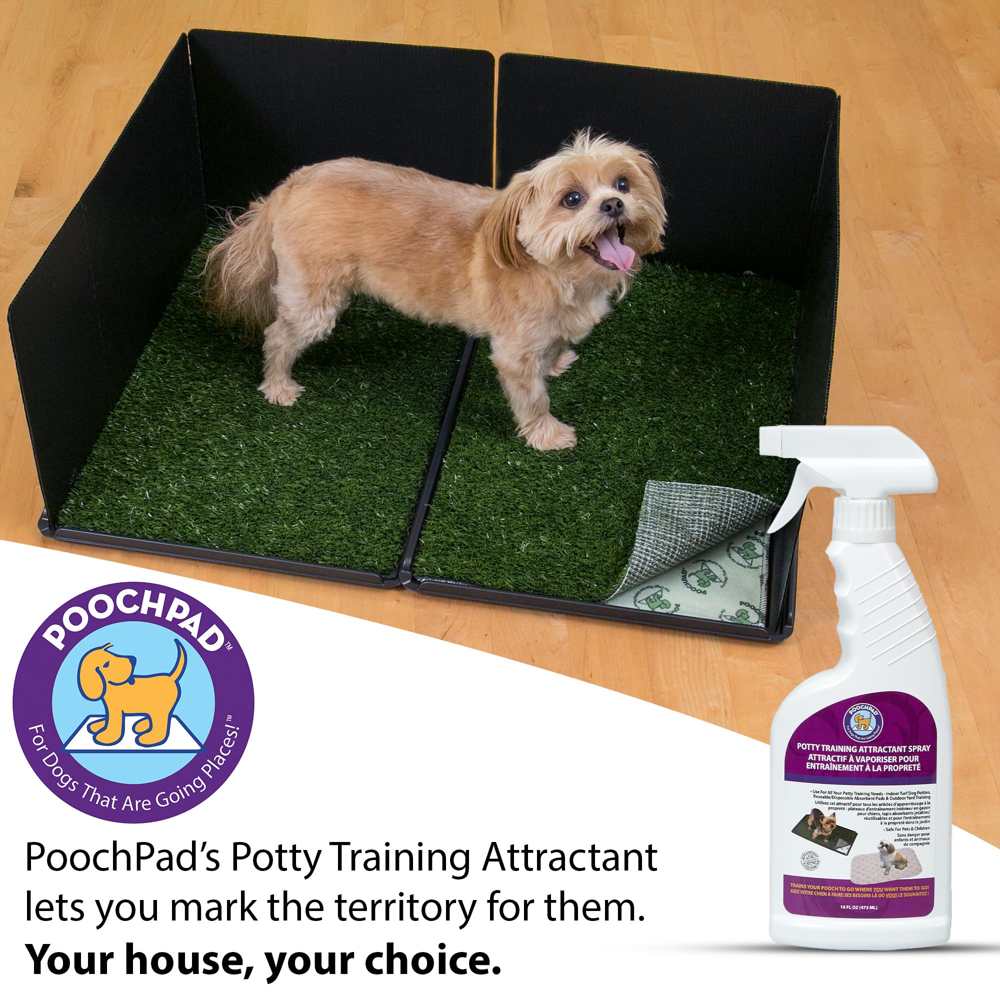 PoochPad Potty Training Attractant Spray for Dogs & Puppies 16 oz, Made in USA, Indoor Potty Pad & Outdoor Use, Dog Training & B