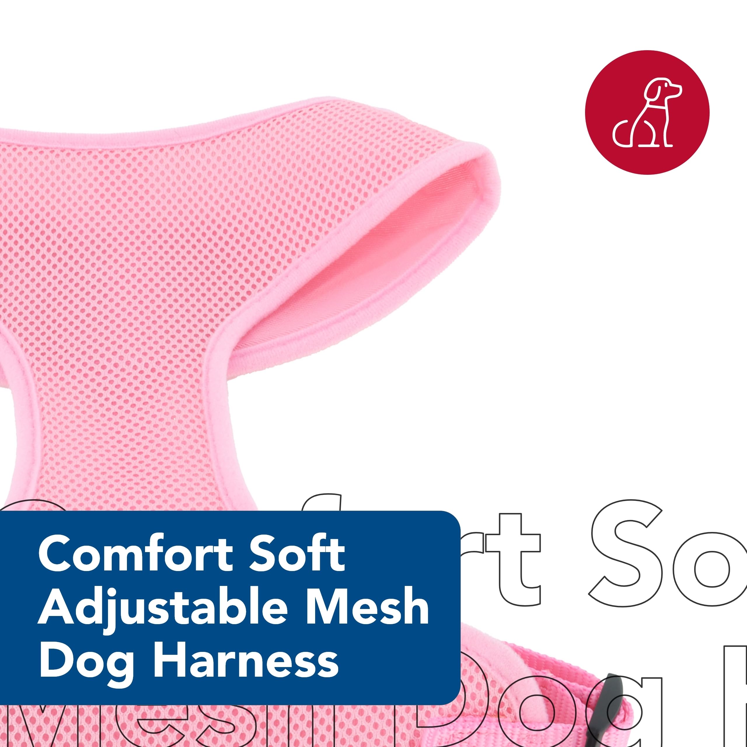 Coastal - Comfort Soft - Adjustable Dog Harness, Pink Bright, 3/8' X 14'-16'