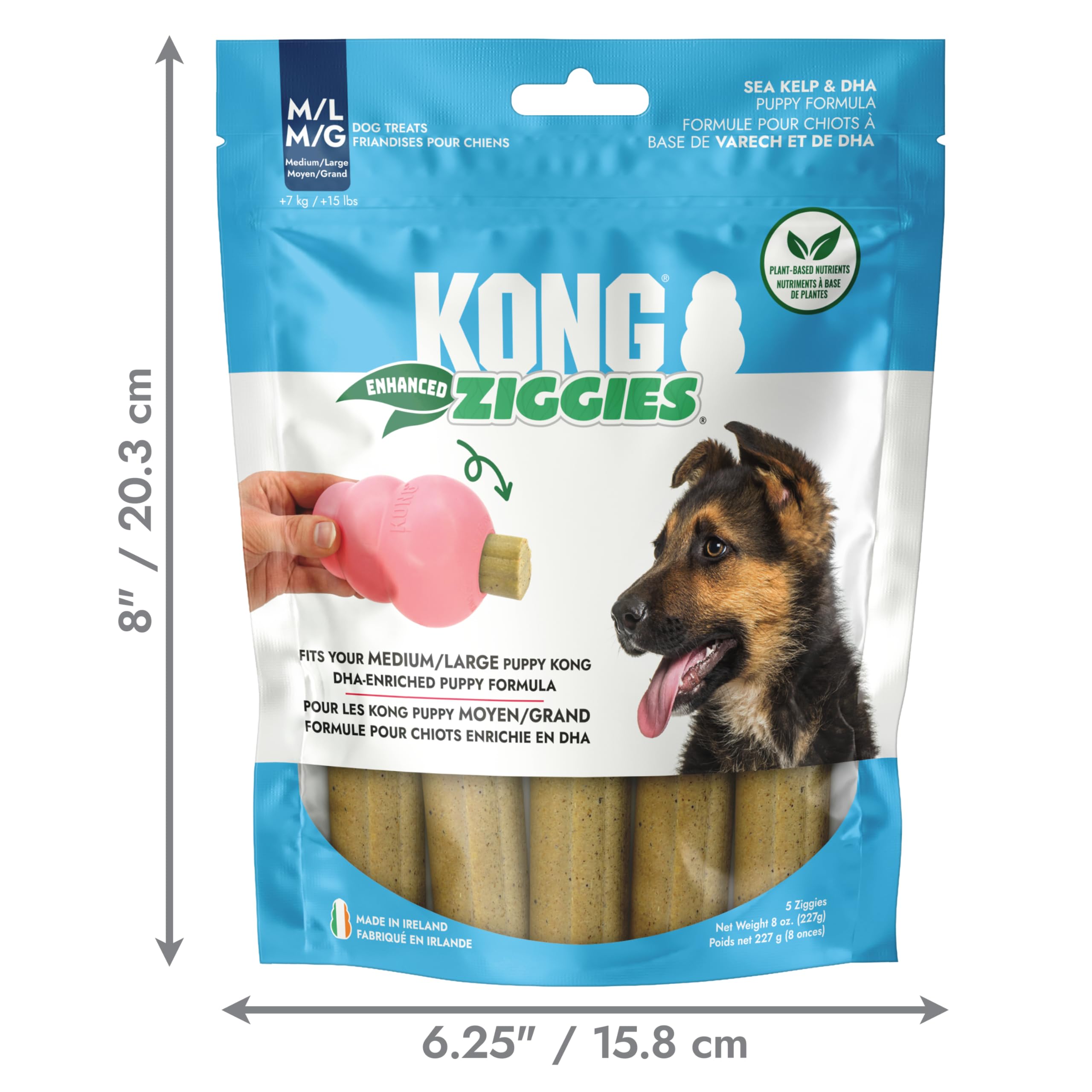 KONG Puppy Ziggies Enhanced Teeth Cleaning Dog Treats - Can Be Used Rubber Classic Toys (Medium/Large)