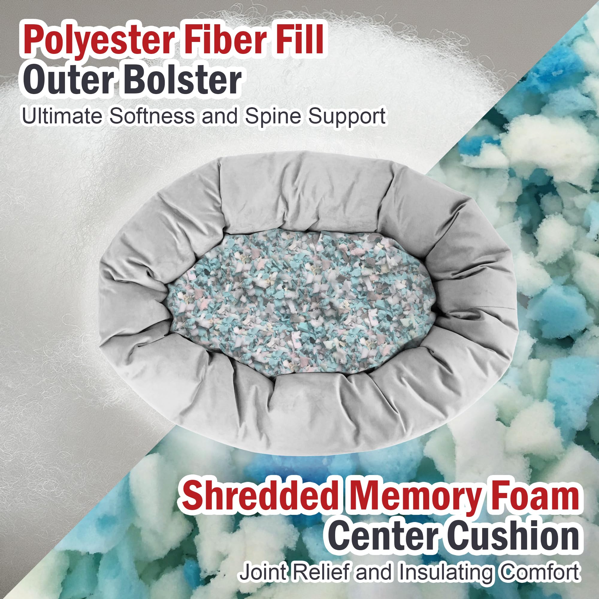 Majestic Pet 32 Inch Suede Shredded Memory Foam Mix Calming Medium Dog Bed Washable 32 x 23 x 7 - Cozy Soft Round Donut Dog Bed