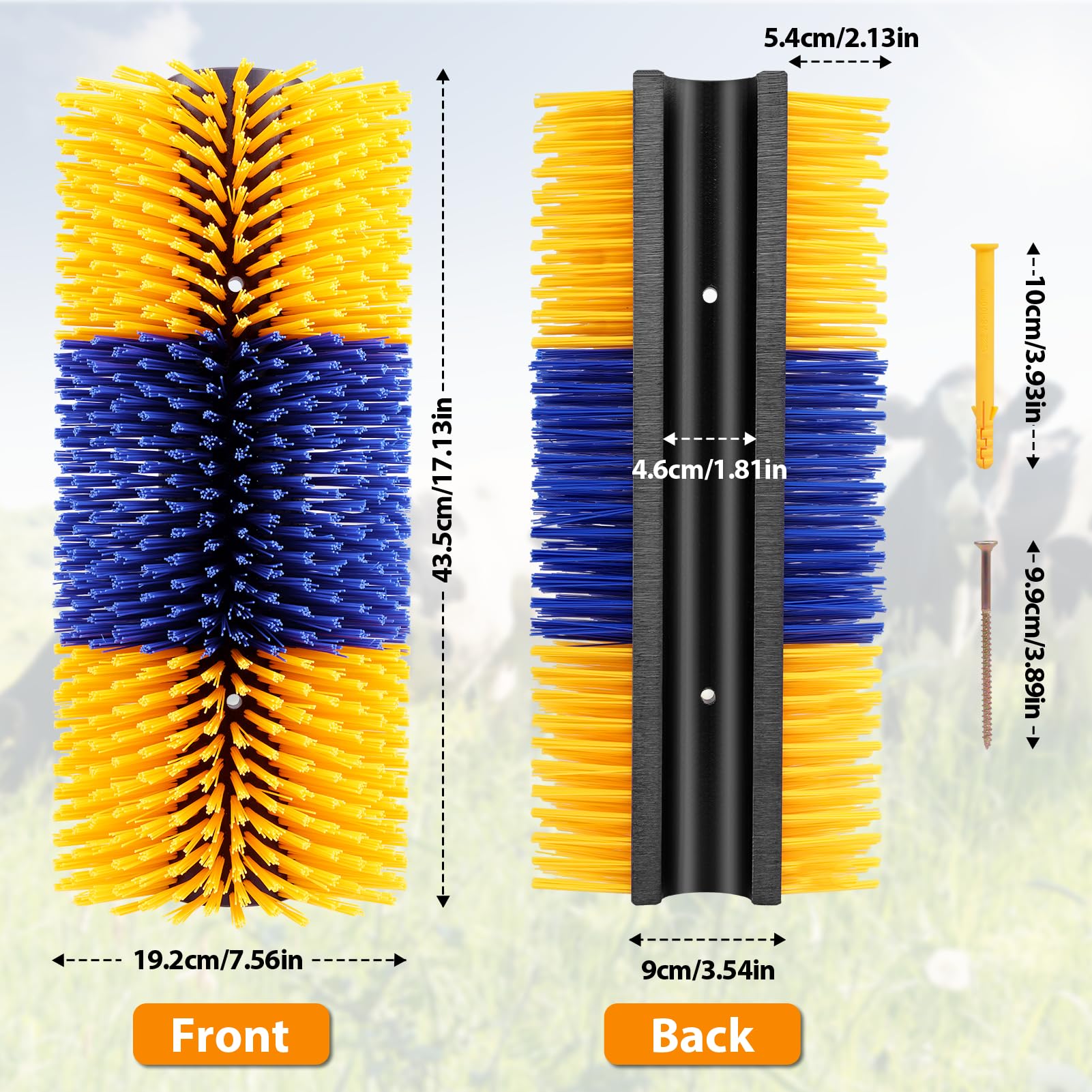 2Pcs Livestock Scratch Brush With 4 Screws - Grooming Brushes For Horse, Goat, Cow, Pig - Cattle Supplies With Back Scratcher