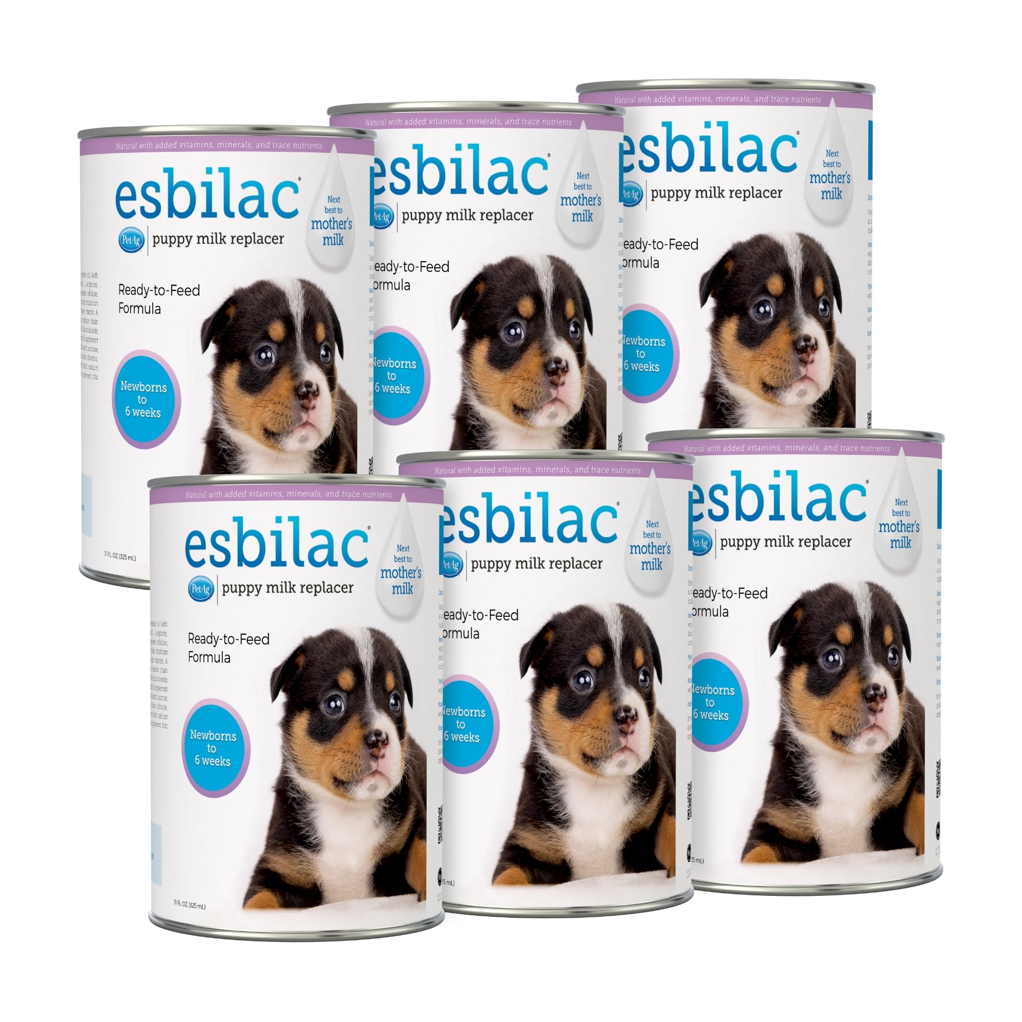 Pet-Ag Esbilac Puppy Milk Replacer Liquid - 11 oz, Pack of 6 - Ready-to-Feed Puppy Formula with Vitamins for Puppies Newborn to 