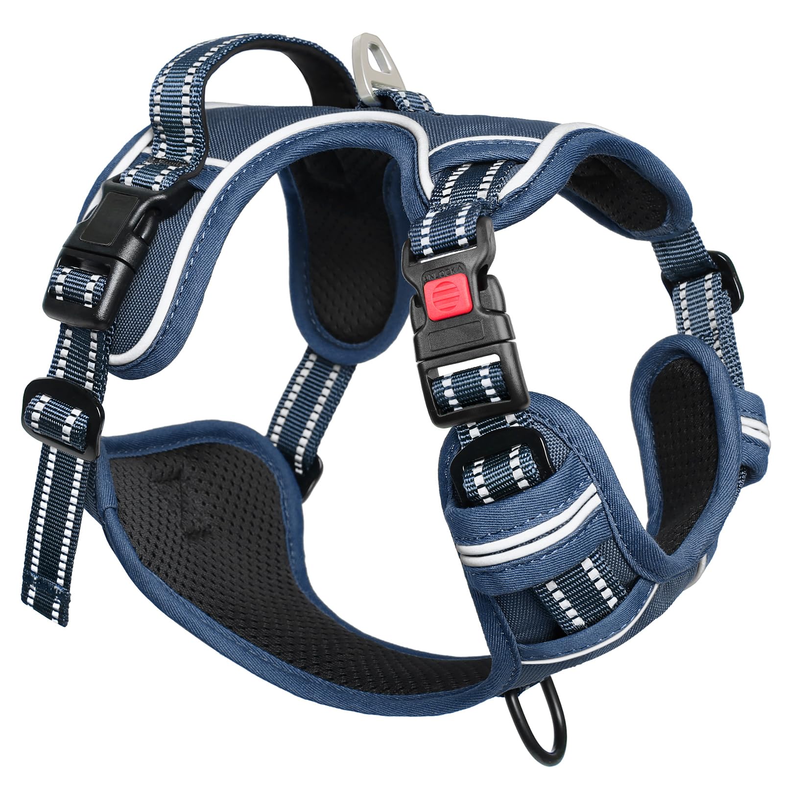 Timos Dog Harness Small Sized, No Pull Pet Harness with Neck Lockable Snap,No Choke Front Clip Dog Reflective Vest,Adjustable Me