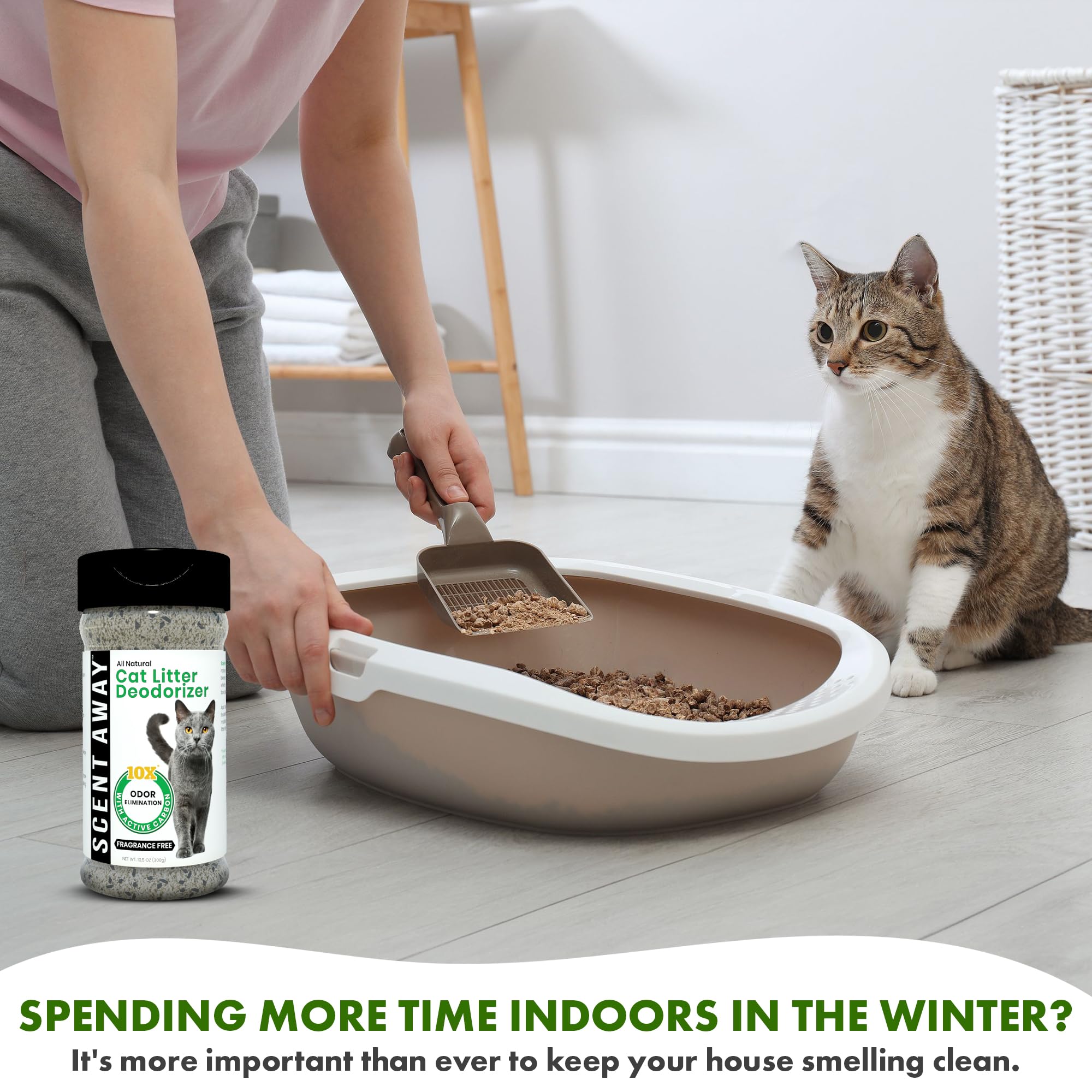 Scent Away Cat Litter Deodorizer Litter Box Odor Eliminator | Fragrance Free Cat Litter Deodorizer With Active Carbon | Eliminates Cat Odors And Smells To Keep Your Home Fresh And Clean (Pack Of 3)