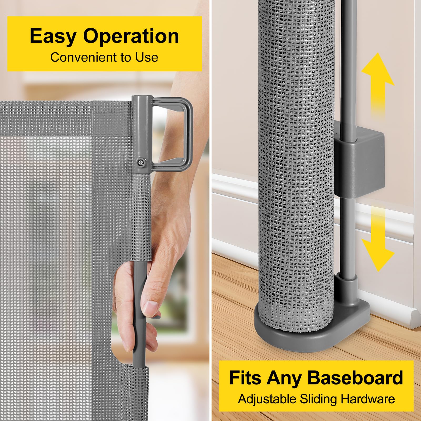 Reinforced 42    Extra Tall Pet Gate for Doorways, Extends up to 60    Wide, Extra Tall Retractable Baby Gates with Rods to Prev