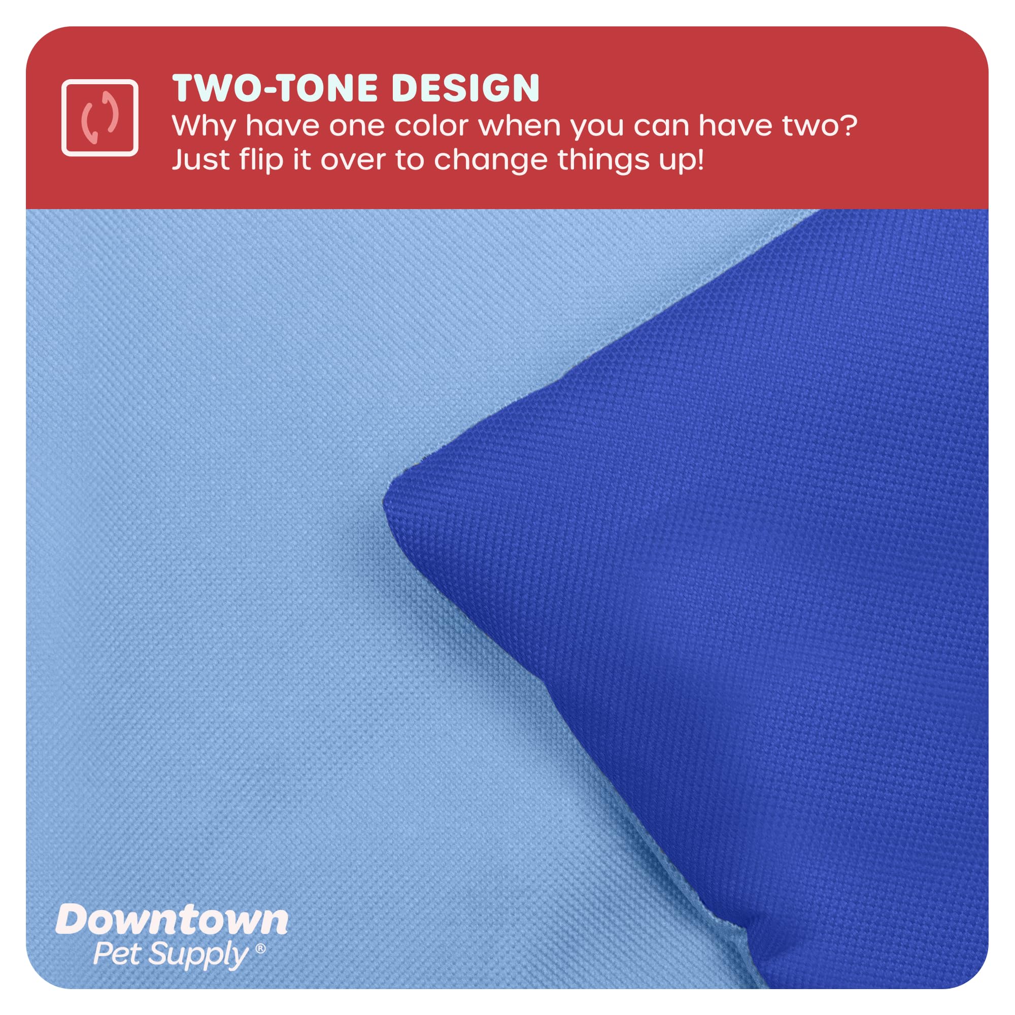 Downtown Pet Supply Large Dog Crate Mat, Waterproof Ripstop Nylon Fabric, Light And Dark Blue, Chew Proof And Machine Washable