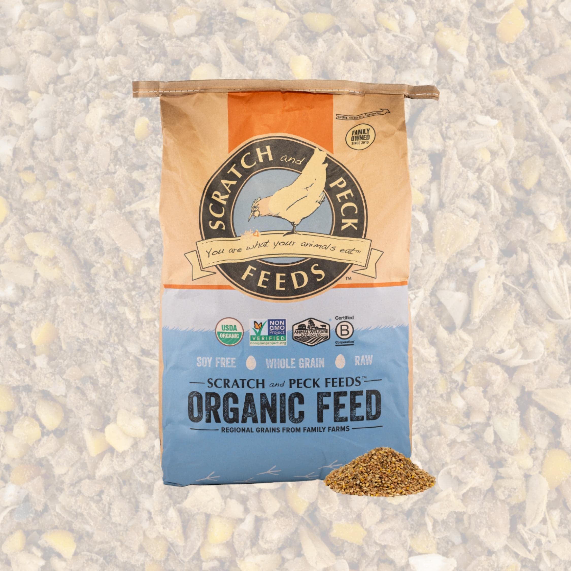 Scratch and Peck Feeds Whole Grain Starter Mash Chicken and Duck Feed - Corn-Free and Soy-Free - 20.5% Protein, Certified Organi