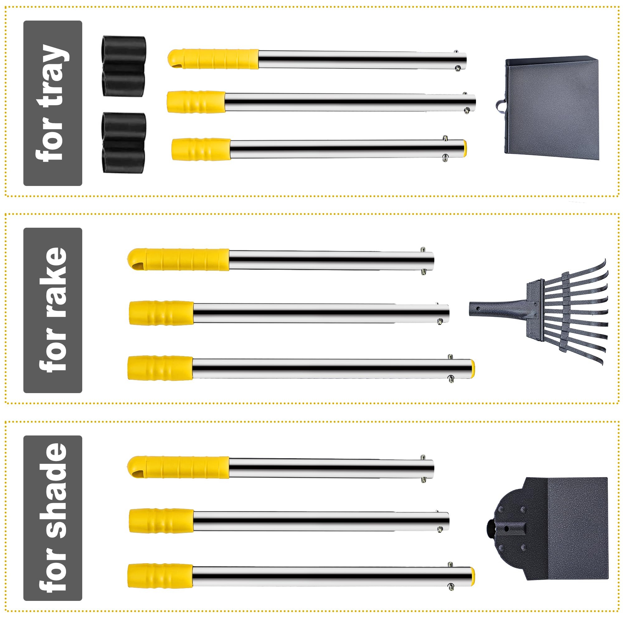 Niubya Pooper Scooper For Dogs, Metal Poop Scooper Tray Spade And Rake Set, Poop Scoop With Adjustable Long Handle, Dog Pooper S