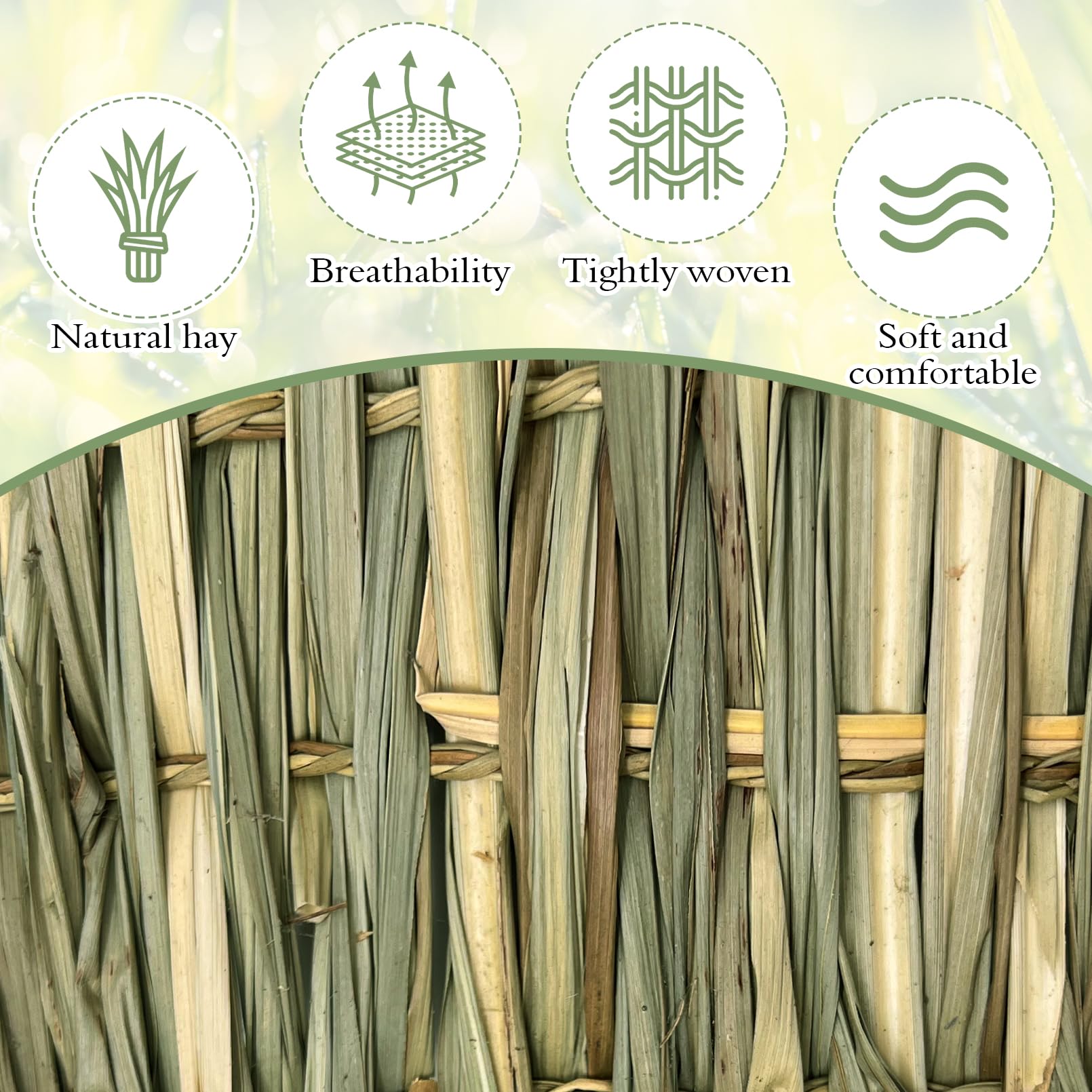 Hamiledyi Large Rabbit Grass Bed For Bunny, 21 Pcs Pet Bunny Chew Toys Natural Hand-Made Woven Hay Mat Hamster Straw Basket Smal